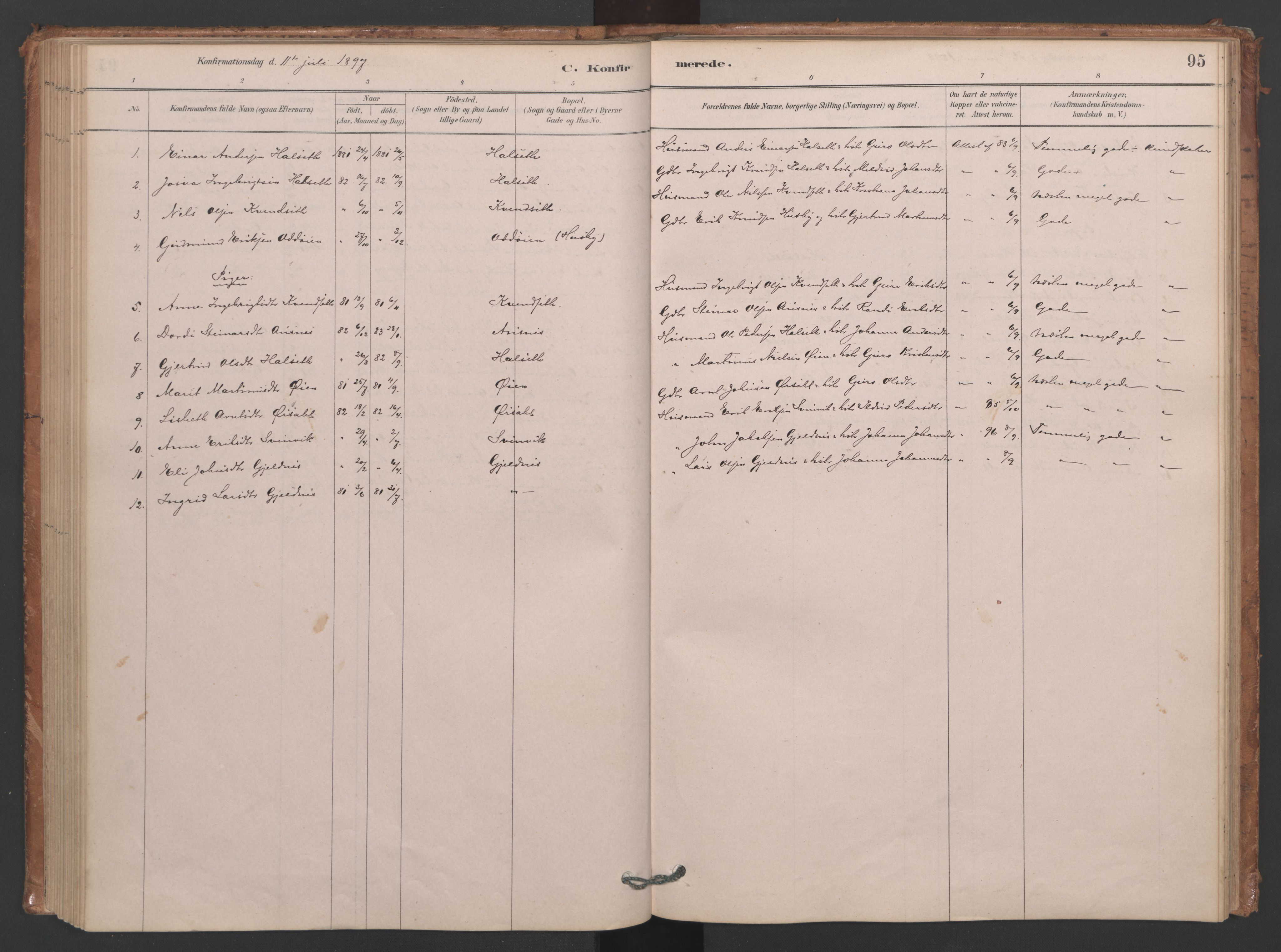 Ministerialprotokoller, klokkerbøker og fødselsregistre - Møre og Romsdal, SAT/A-1454/593/L1034: Parish register (official) no. 593A01, 1879-1911, p. 95
