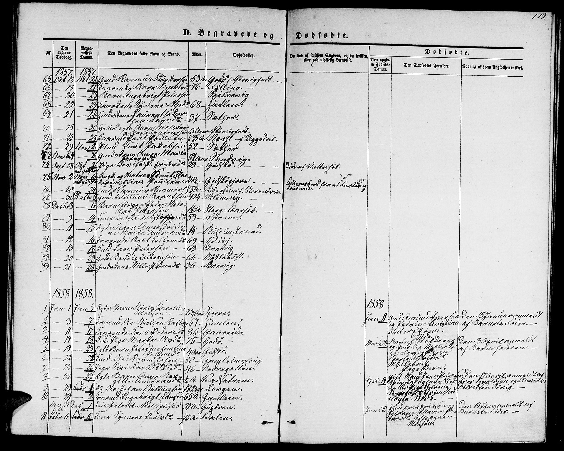 Ministerialprotokoller, klokkerbøker og fødselsregistre - Møre og Romsdal, SAT/A-1454/528/L0427: Parish register (copy) no. 528C08, 1855-1864, p. 179