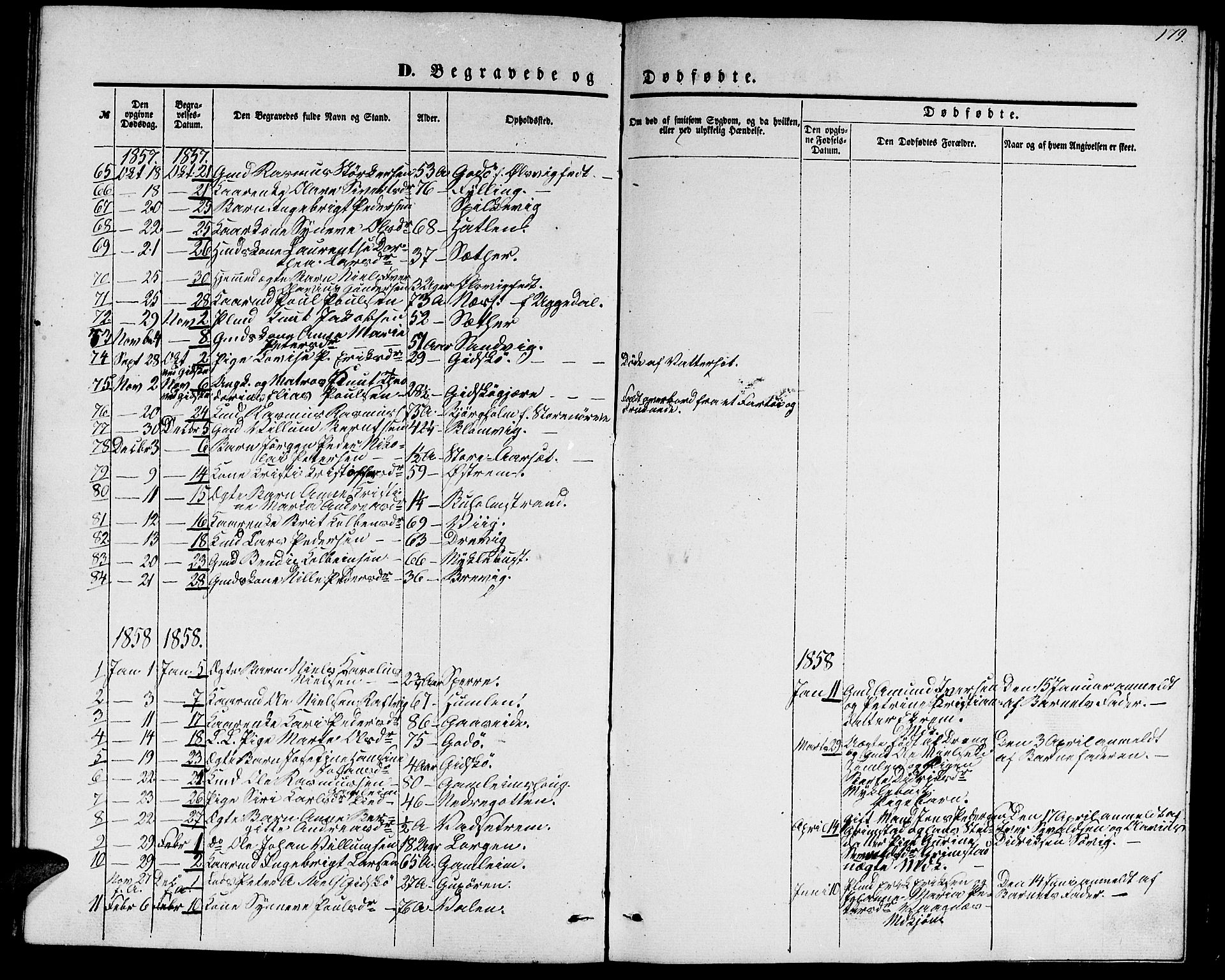 Ministerialprotokoller, klokkerbøker og fødselsregistre - Møre og Romsdal, AV/SAT-A-1454/528/L0427: Parish register (copy) no. 528C08, 1855-1864, p. 179