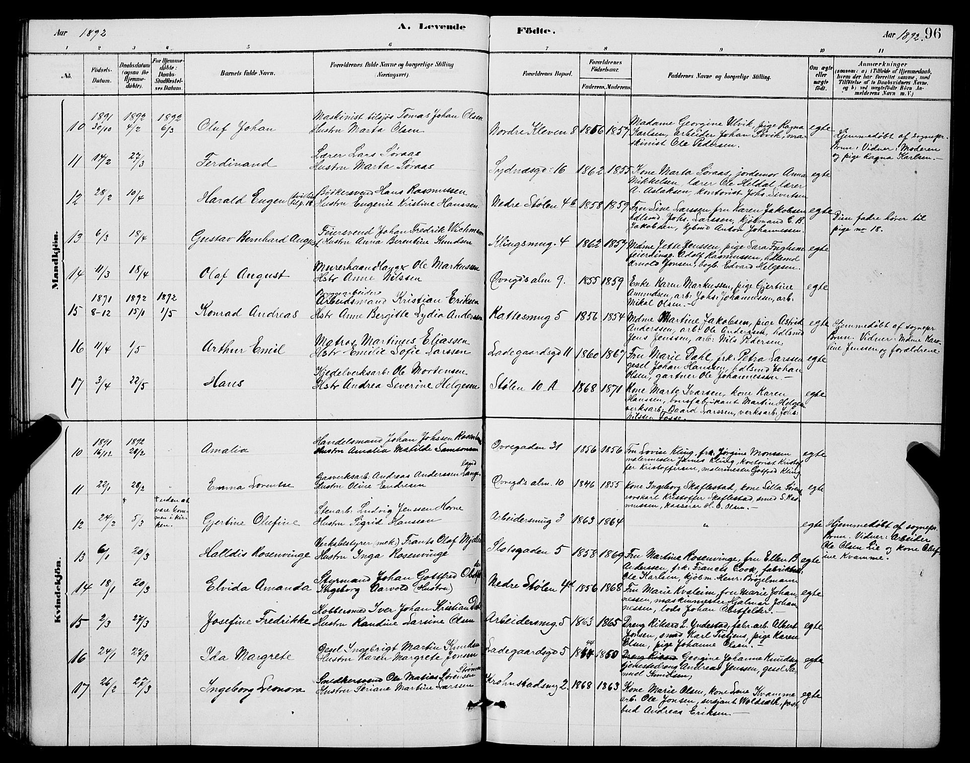 Mariakirken Sokneprestembete, AV/SAB-A-76901/H/Hab/L0004: Parish register (copy) no. A 4, 1878-1892, p. 96