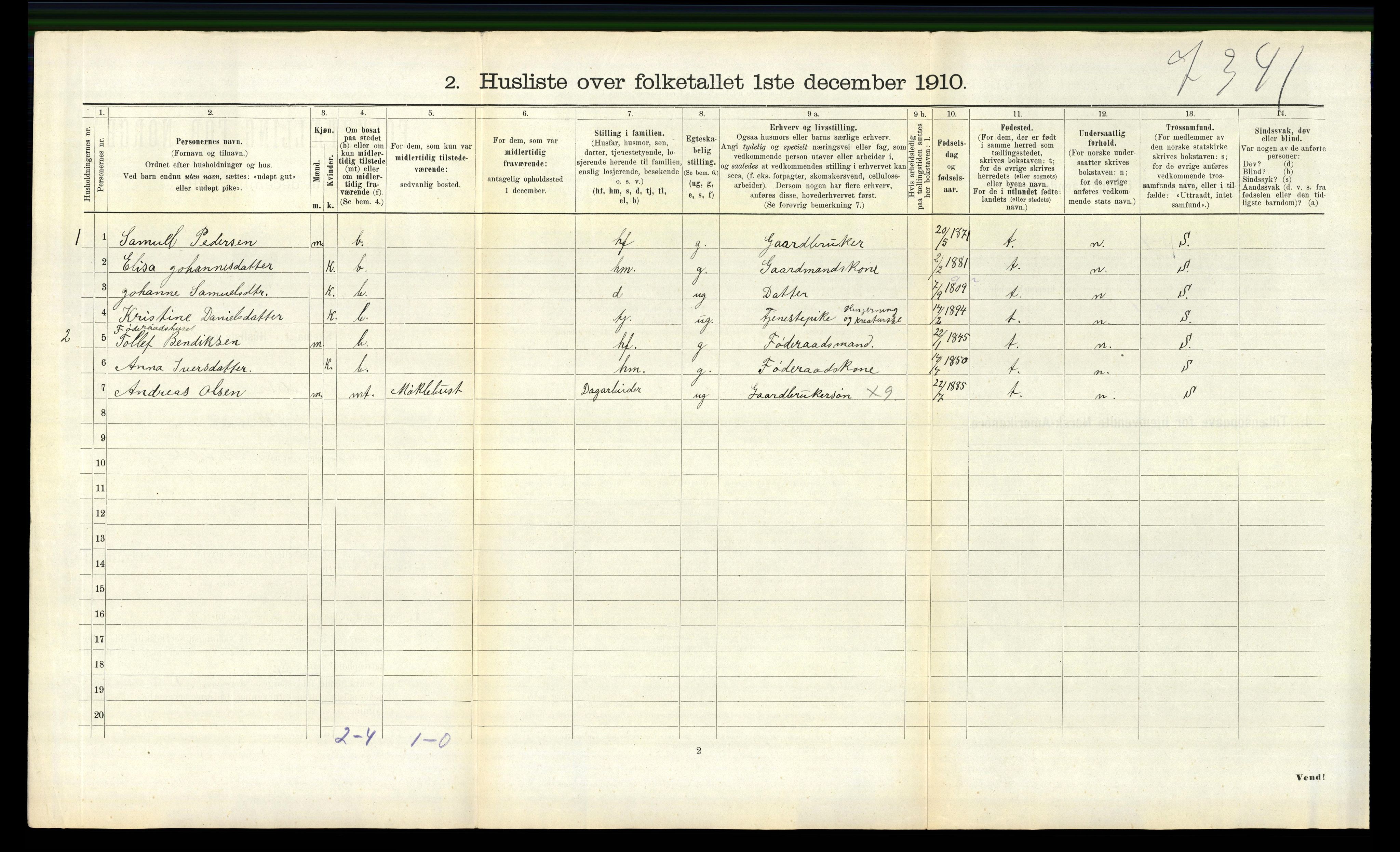 RA, 1910 census for Jølster, 1910, p. 377