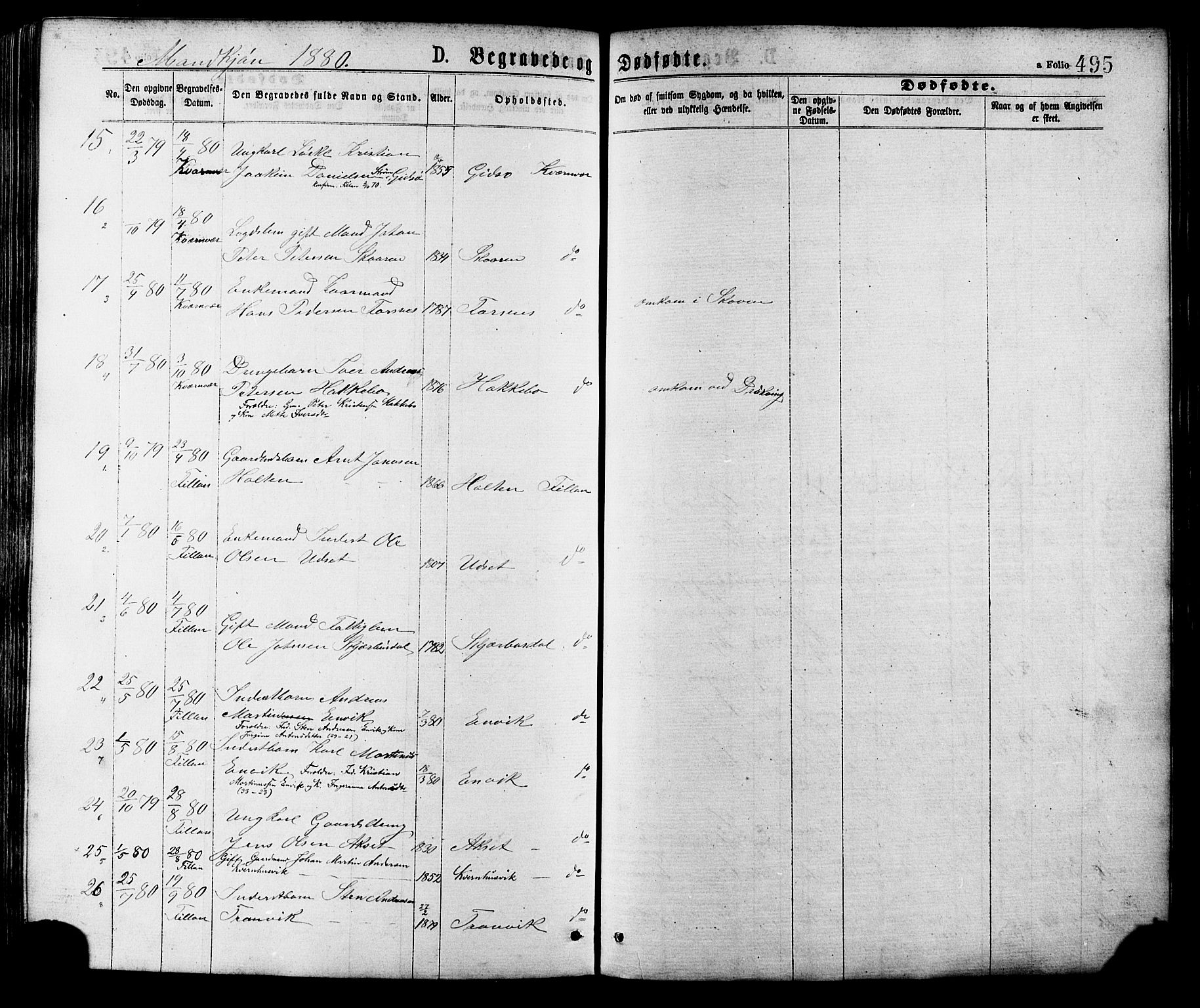 Ministerialprotokoller, klokkerbøker og fødselsregistre - Sør-Trøndelag, SAT/A-1456/634/L0532: Parish register (official) no. 634A08, 1871-1881, p. 495