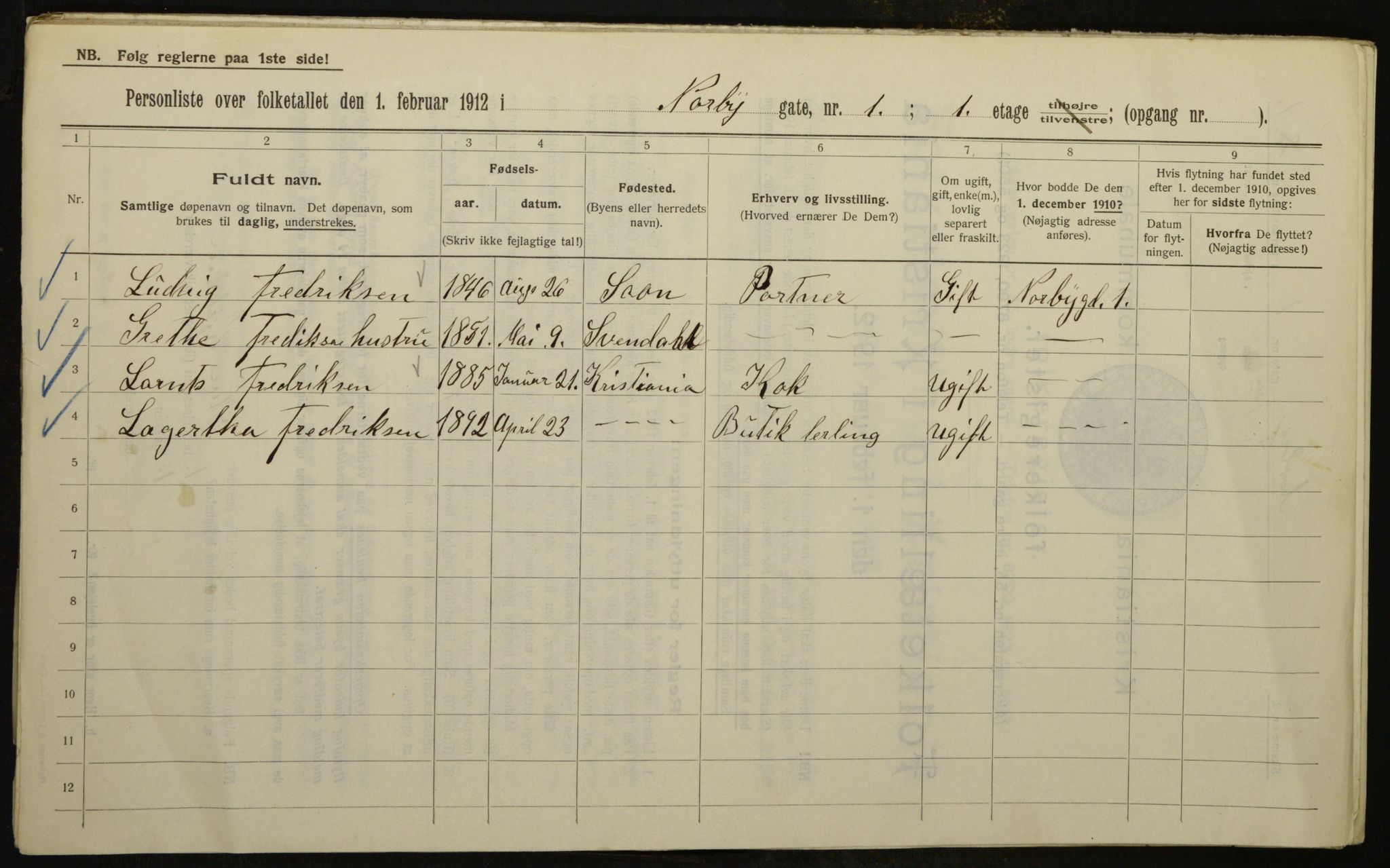 OBA, Municipal Census 1912 for Kristiania, 1912, p. 72013