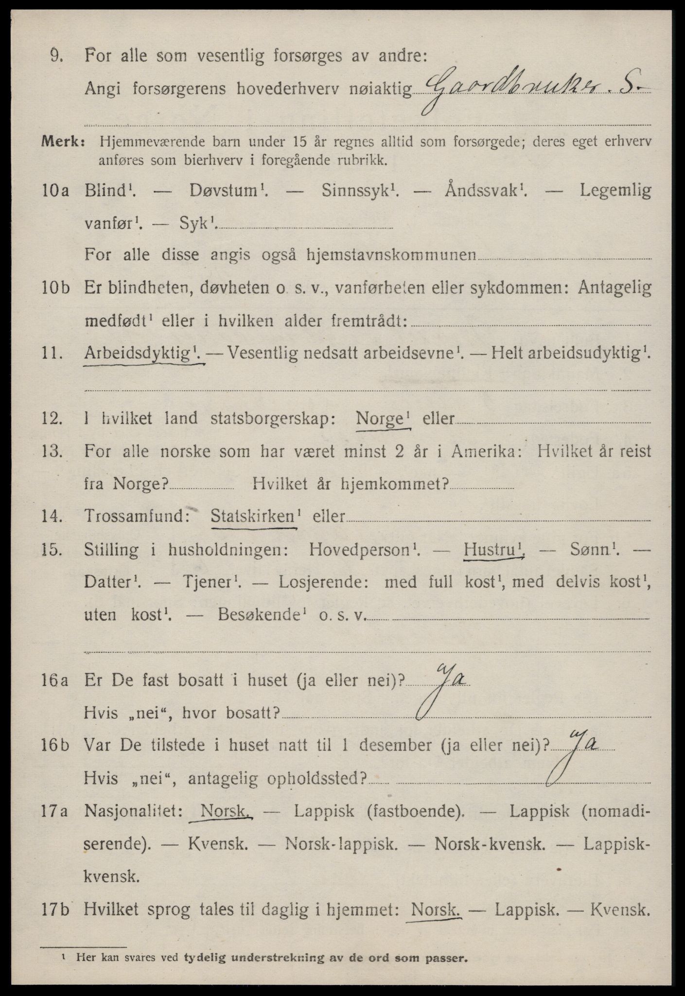 SAT, 1920 census for Hølonda, 1920, p. 1526