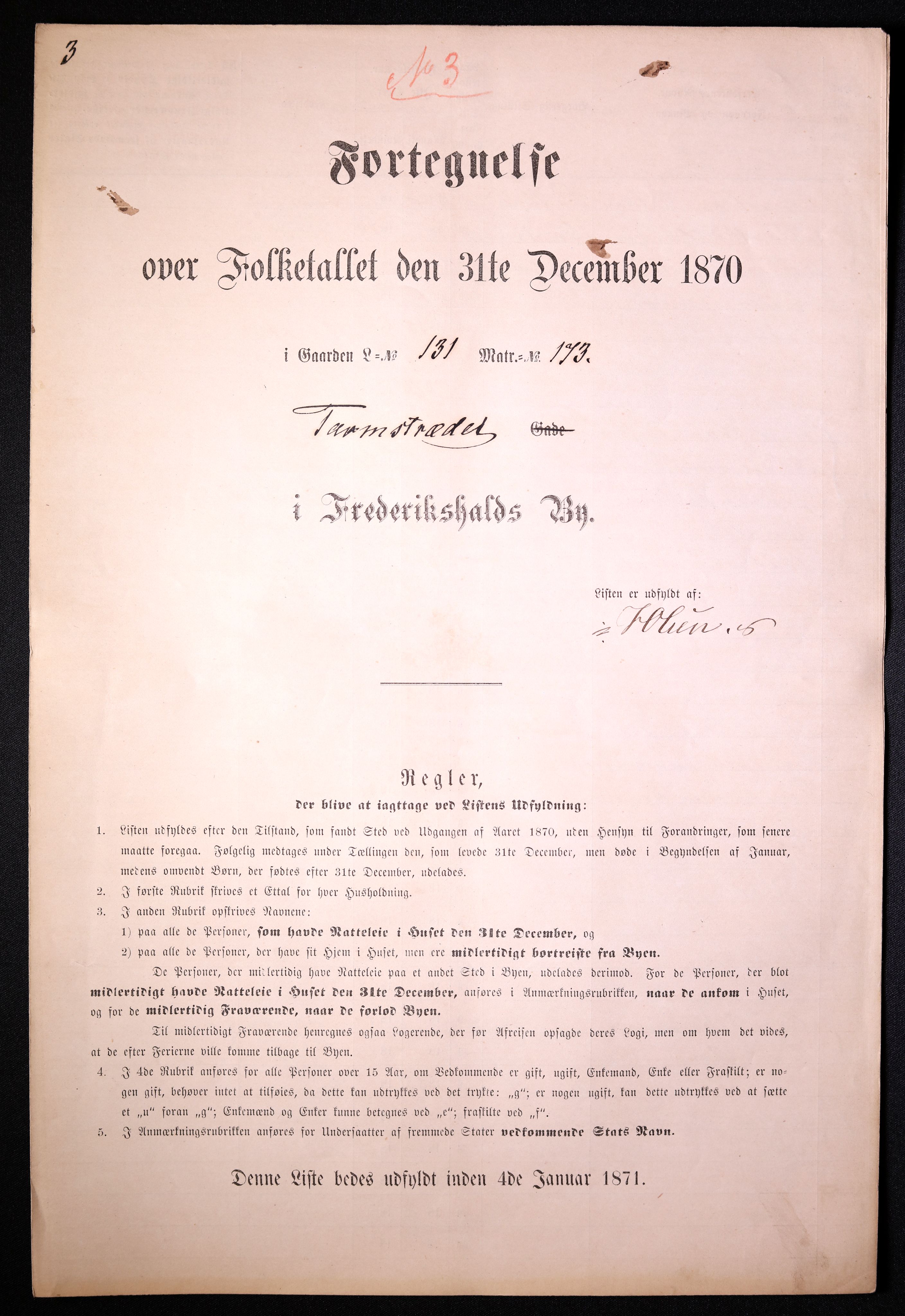 RA, 1870 census for 0101 Fredrikshald, 1870, p. 30