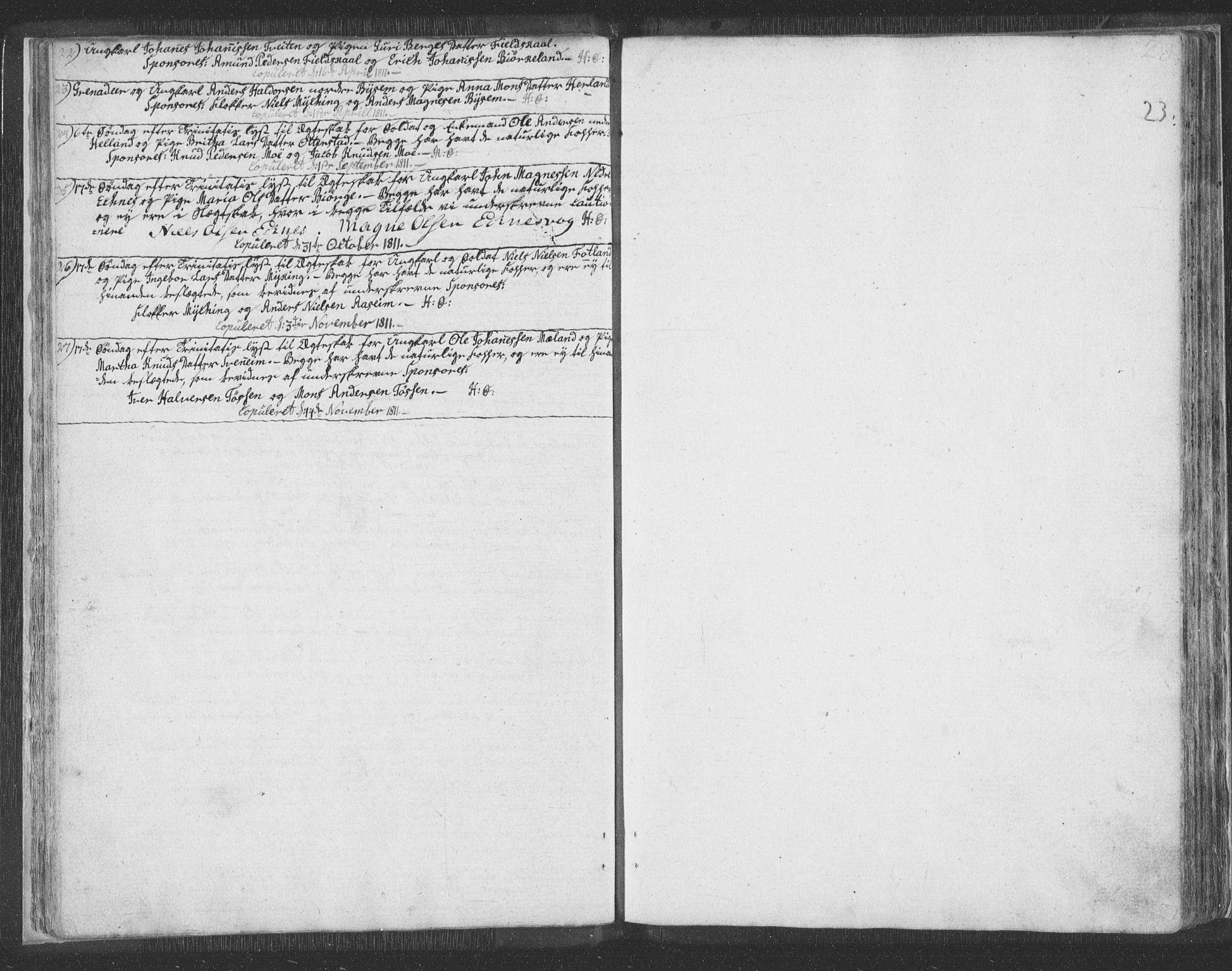 Hosanger sokneprestembete, AV/SAB-A-75801/H/Haa: Parish register (official) no. A 3, 1793-1811, p. 22b-23a