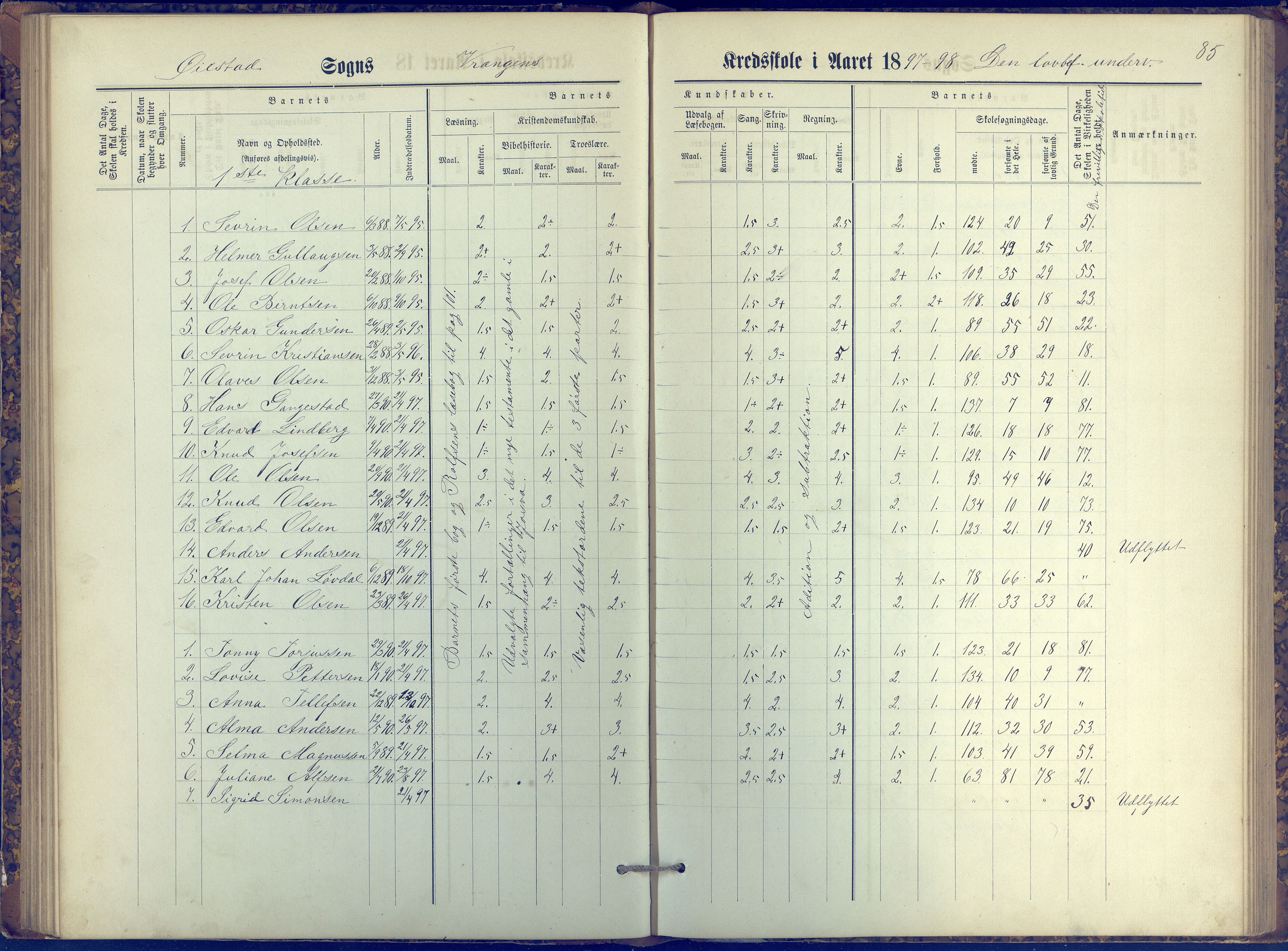 Øyestad kommune frem til 1979, AAKS/KA0920-PK/06/06K/L0006: Protokoll, 1881-1894, p. 85