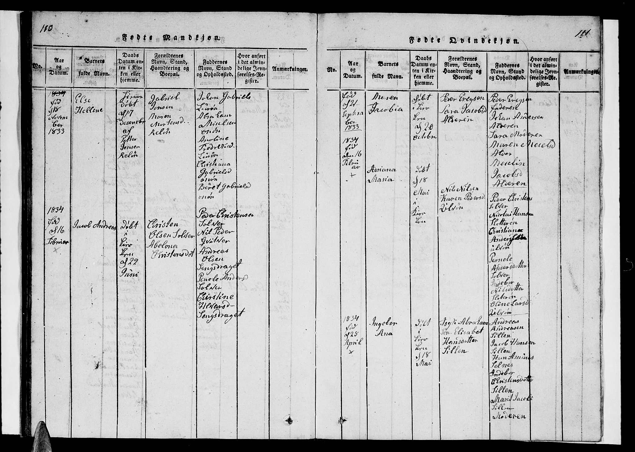Ministerialprotokoller, klokkerbøker og fødselsregistre - Nordland, SAT/A-1459/839/L0571: Parish register (copy) no. 839C01, 1820-1840, p. 110-111