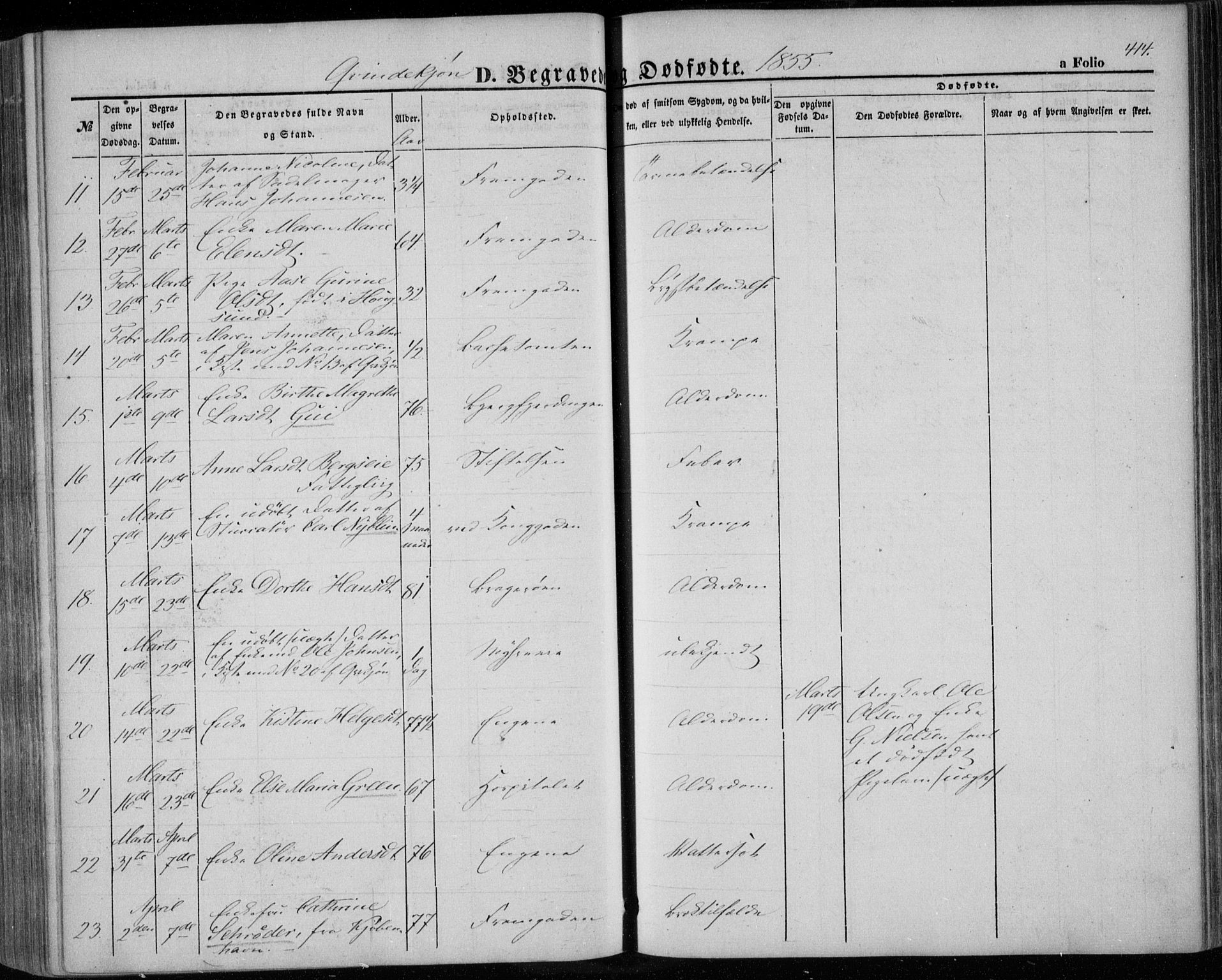 Bragernes kirkebøker, AV/SAKO-A-6/F/Fb/L0002: Parish register (official) no. II 2, 1848-1859, p. 414