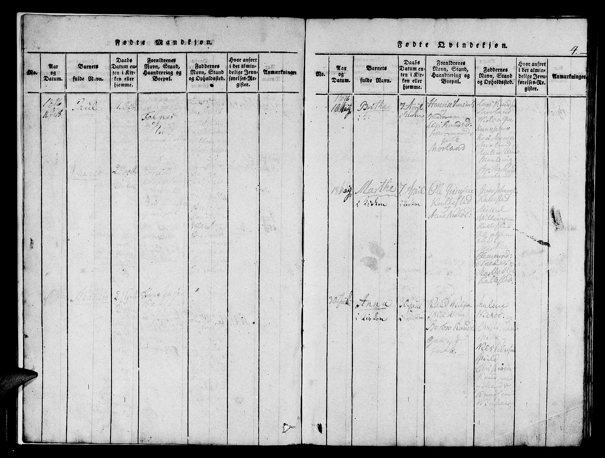 Askøy Sokneprestembete, AV/SAB-A-74101/H/Ha/Haa/Haaa/L0003: Parish register (official) no. A 3, 1815-1825, p. 4