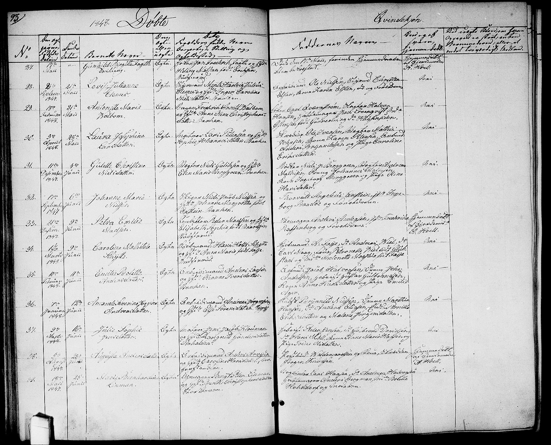 Halden prestekontor Kirkebøker, SAO/A-10909/G/Ga/L0004: Parish register (copy) no. 4, 1845-1854, p. 93