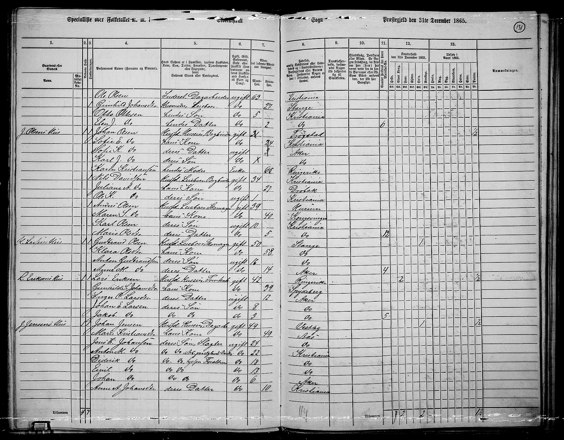 RA, 1865 census for Østre Aker, 1865, p. 352