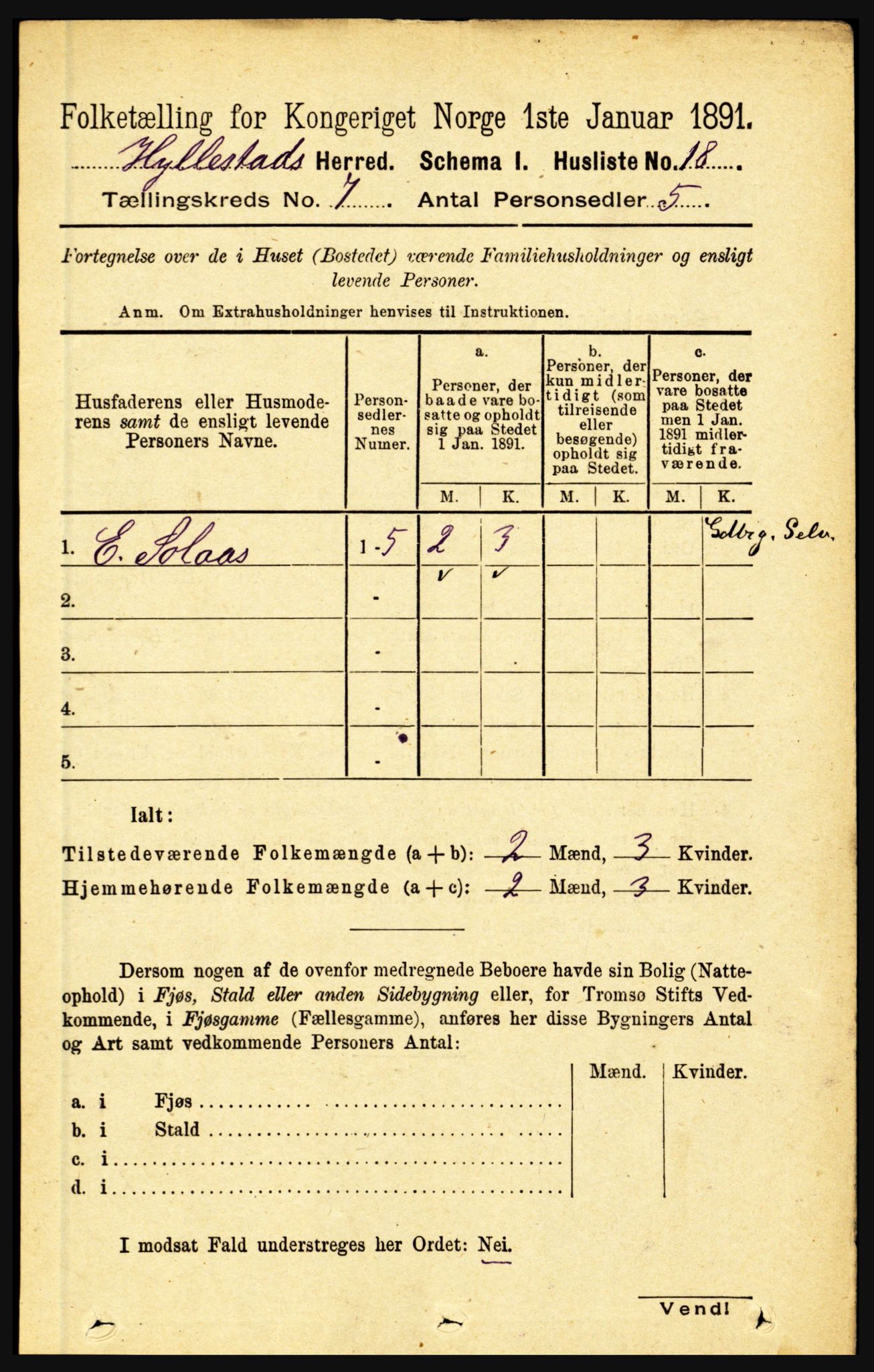 RA, 1891 census for 1413 Hyllestad, 1891, p. 1178