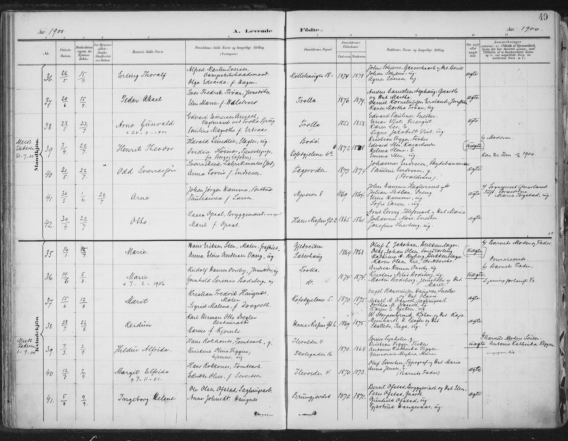 Ministerialprotokoller, klokkerbøker og fødselsregistre - Sør-Trøndelag, SAT/A-1456/603/L0167: Parish register (official) no. 603A06, 1896-1932, p. 49