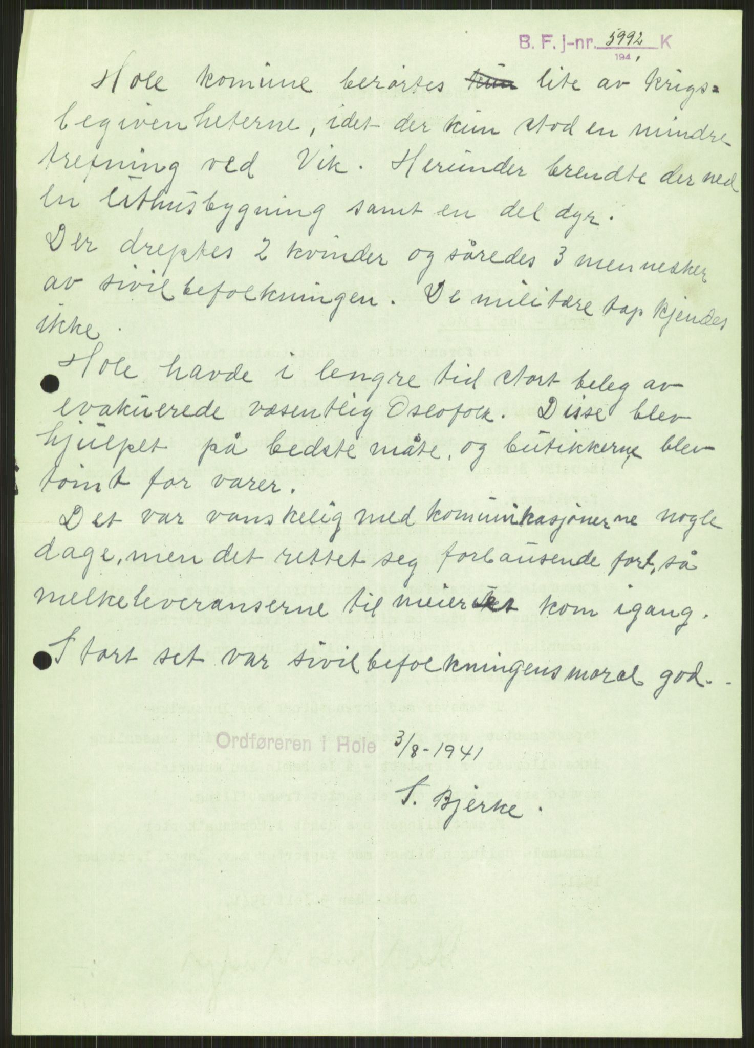 Forsvaret, Forsvarets krigshistoriske avdeling, AV/RA-RAFA-2017/Y/Ya/L0014: II-C-11-31 - Fylkesmenn.  Rapporter om krigsbegivenhetene 1940., 1940, p. 342