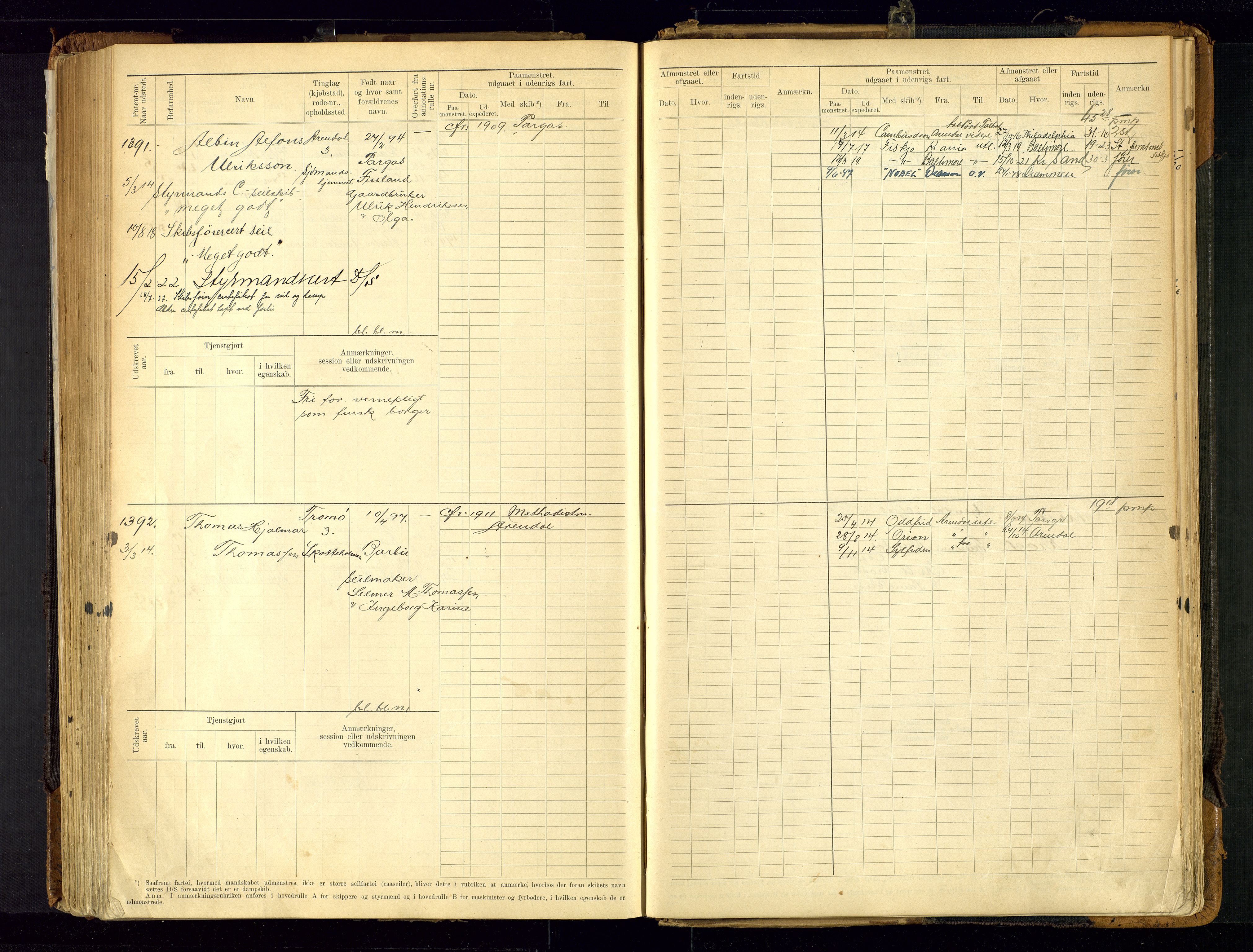 Arendal mønstringskrets, SAK/2031-0012/F/Fb/L0021: Hovedrulle A nr 969-1465, S-19, 1910-1914, p. 216