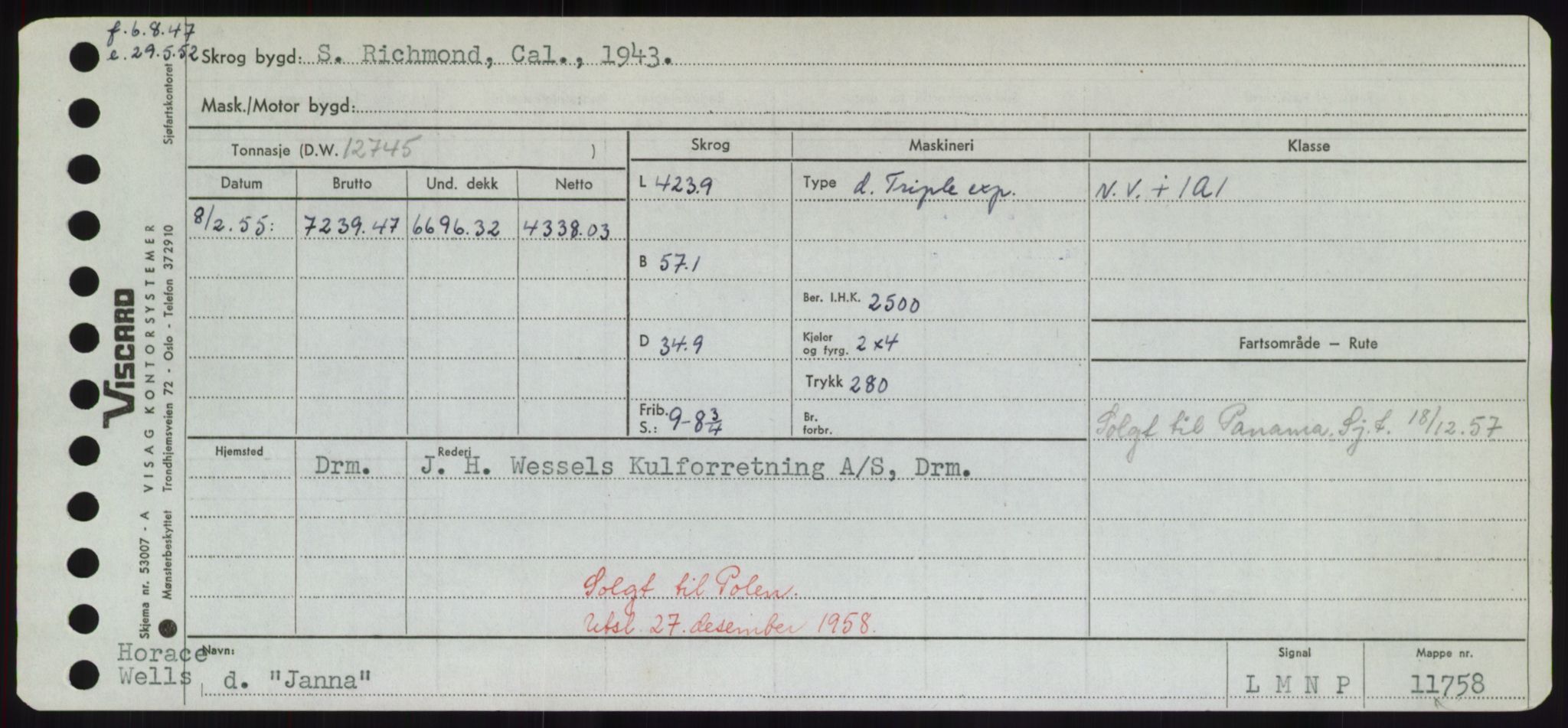 Sjøfartsdirektoratet med forløpere, Skipsmålingen, RA/S-1627/H/Hd/L0019: Fartøy, J, p. 159