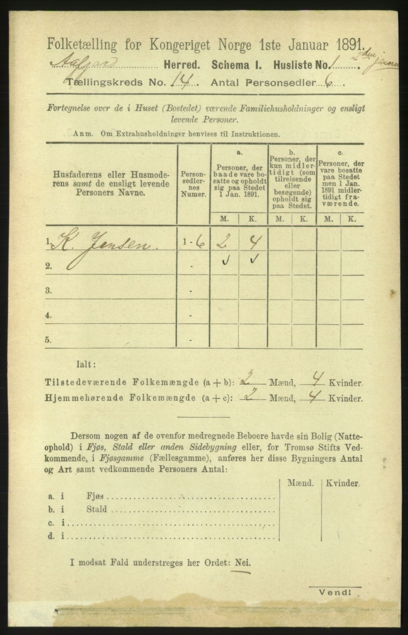 RA, 1891 census for 1630 Åfjord, 1891, p. 4600