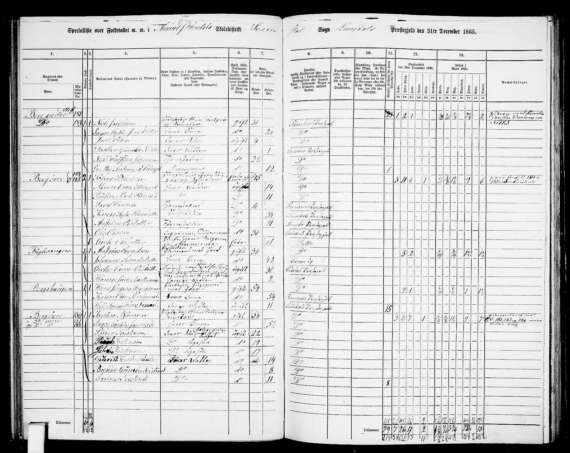 RA, 1865 census for Lardal, 1865, p. 56