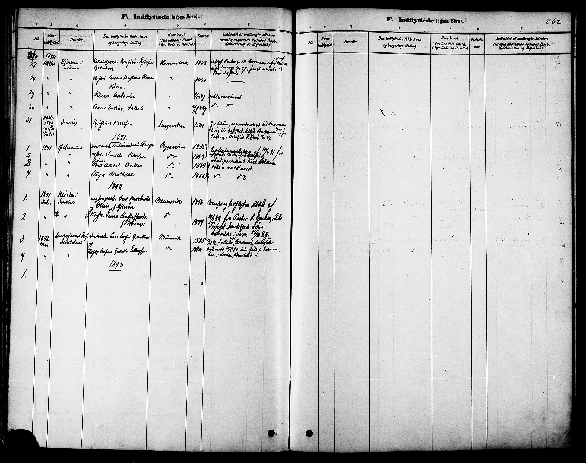 Ministerialprotokoller, klokkerbøker og fødselsregistre - Sør-Trøndelag, AV/SAT-A-1456/616/L0410: Parish register (official) no. 616A07, 1878-1893, p. 262