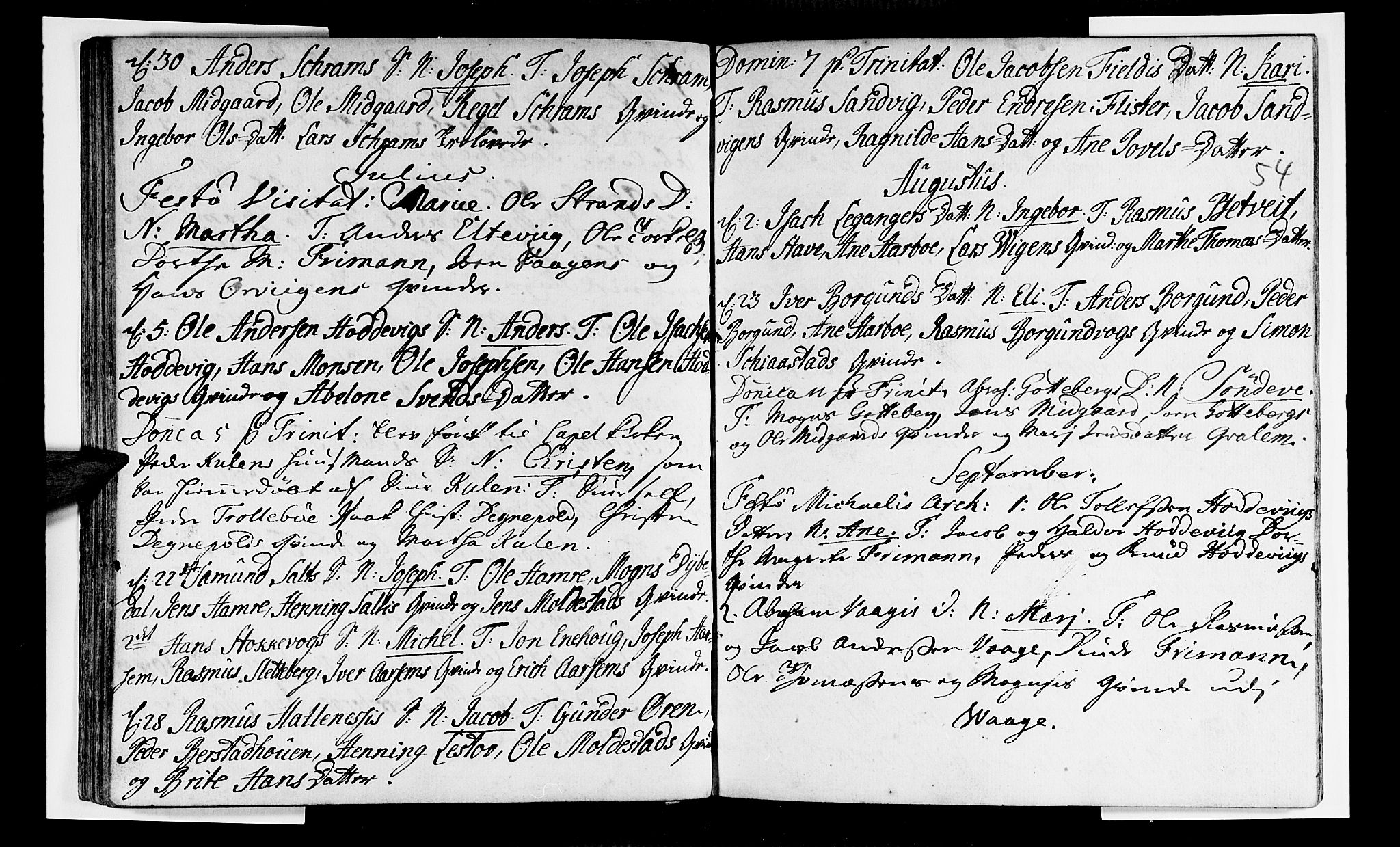 Selje sokneprestembete, AV/SAB-A-99938/H/Ha/Haa/Haaa: Parish register (official) no. A 3, 1731-1743, p. 54