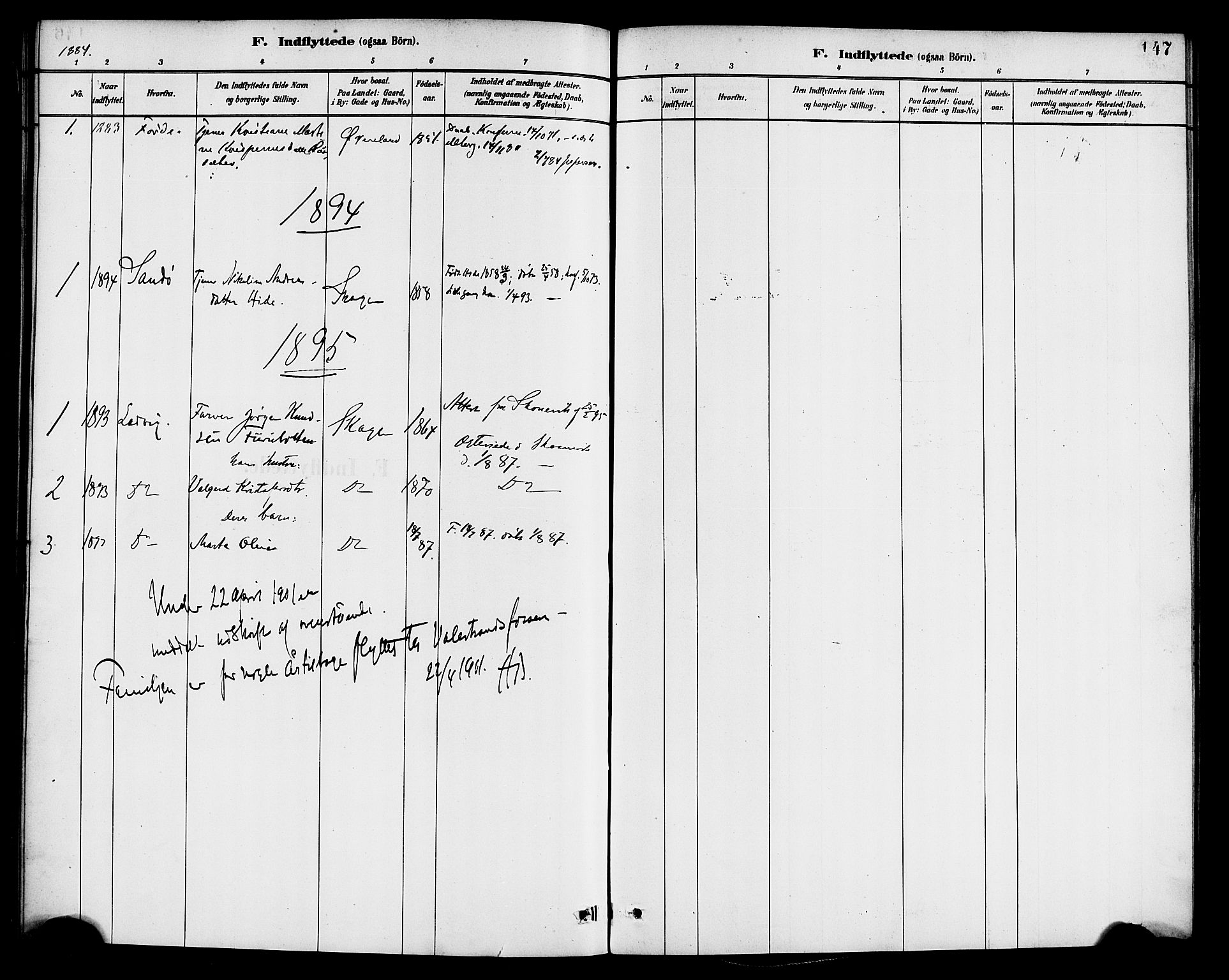 Gaular sokneprestembete, AV/SAB-A-80001/H/Haa: Parish register (official) no. B 1, 1882-1897, p. 147