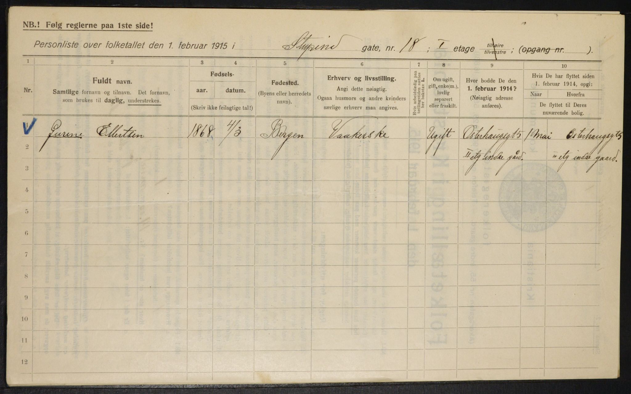 OBA, Municipal Census 1915 for Kristiania, 1915, p. 104772