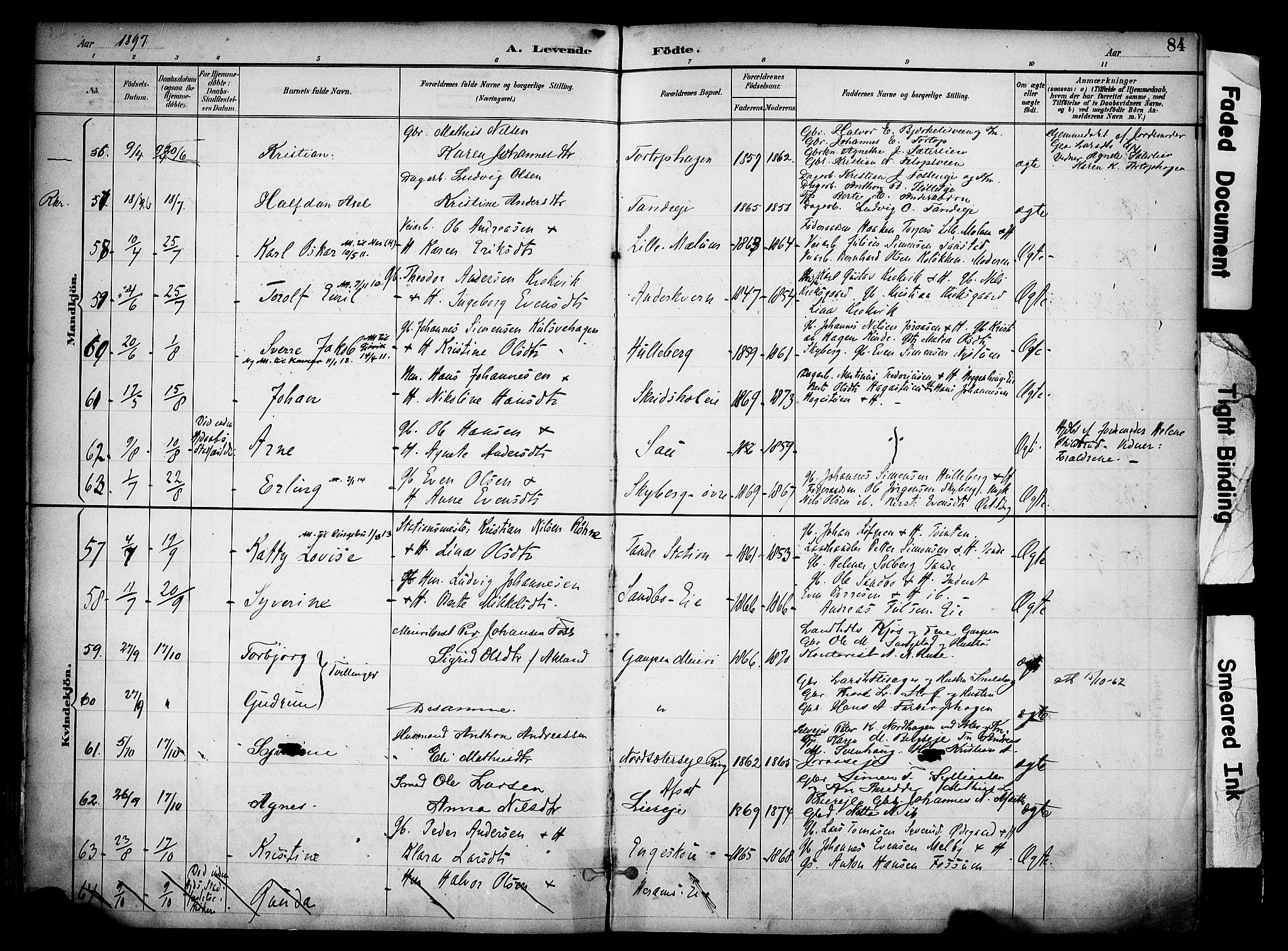 Ringsaker prestekontor, AV/SAH-PREST-014/K/Ka/L0017: Parish register (official) no. 17, 1891-1902, p. 84