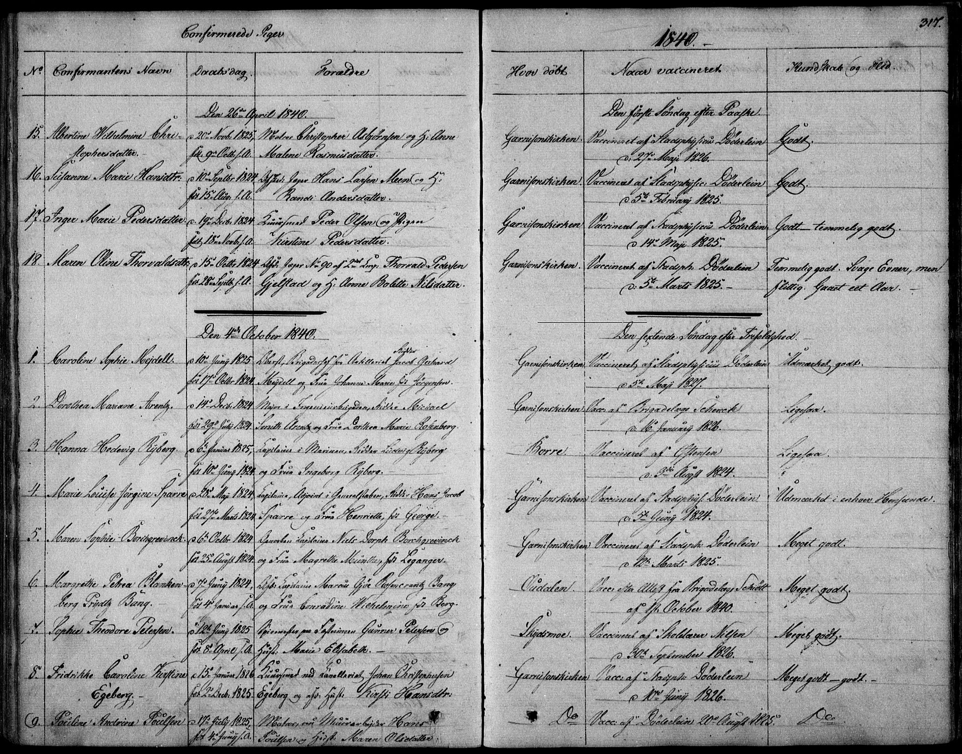Garnisonsmenigheten Kirkebøker, SAO/A-10846/F/Fa/L0006: Parish register (official) no. 6, 1828-1841, p. 317
