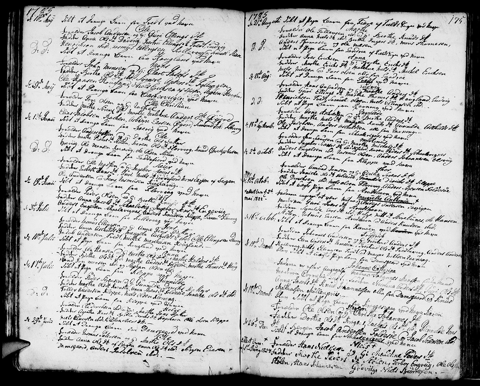 Askøy Sokneprestembete, AV/SAB-A-74101/H/Ha/Haa/Haaa/L0001: Parish register (official) no. A 1, 1742-1818, p. 175