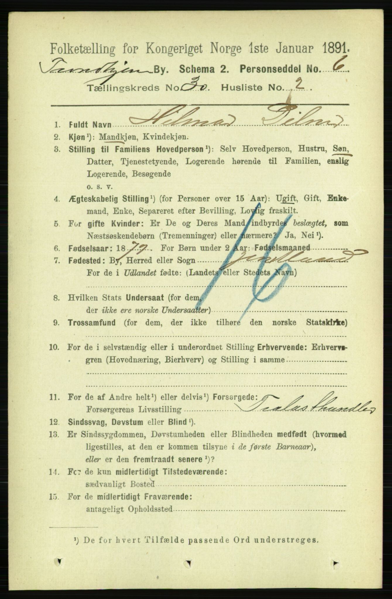 RA, 1891 census for 1601 Trondheim, 1891, p. 22235