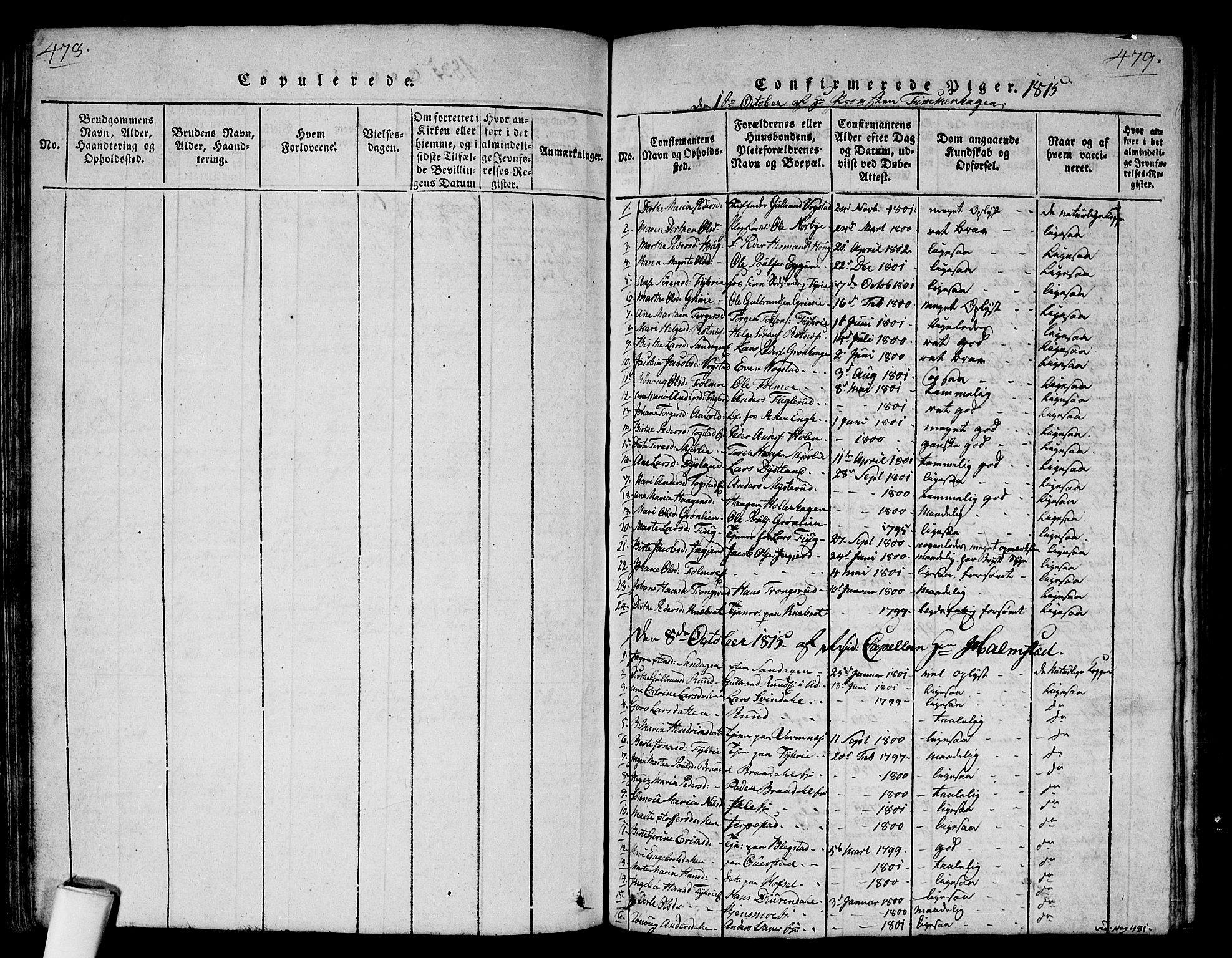 Nes prestekontor Kirkebøker, SAO/A-10410/G/Ga/L0001: Parish register (copy) no. I 1, 1815-1835, p. 478-479