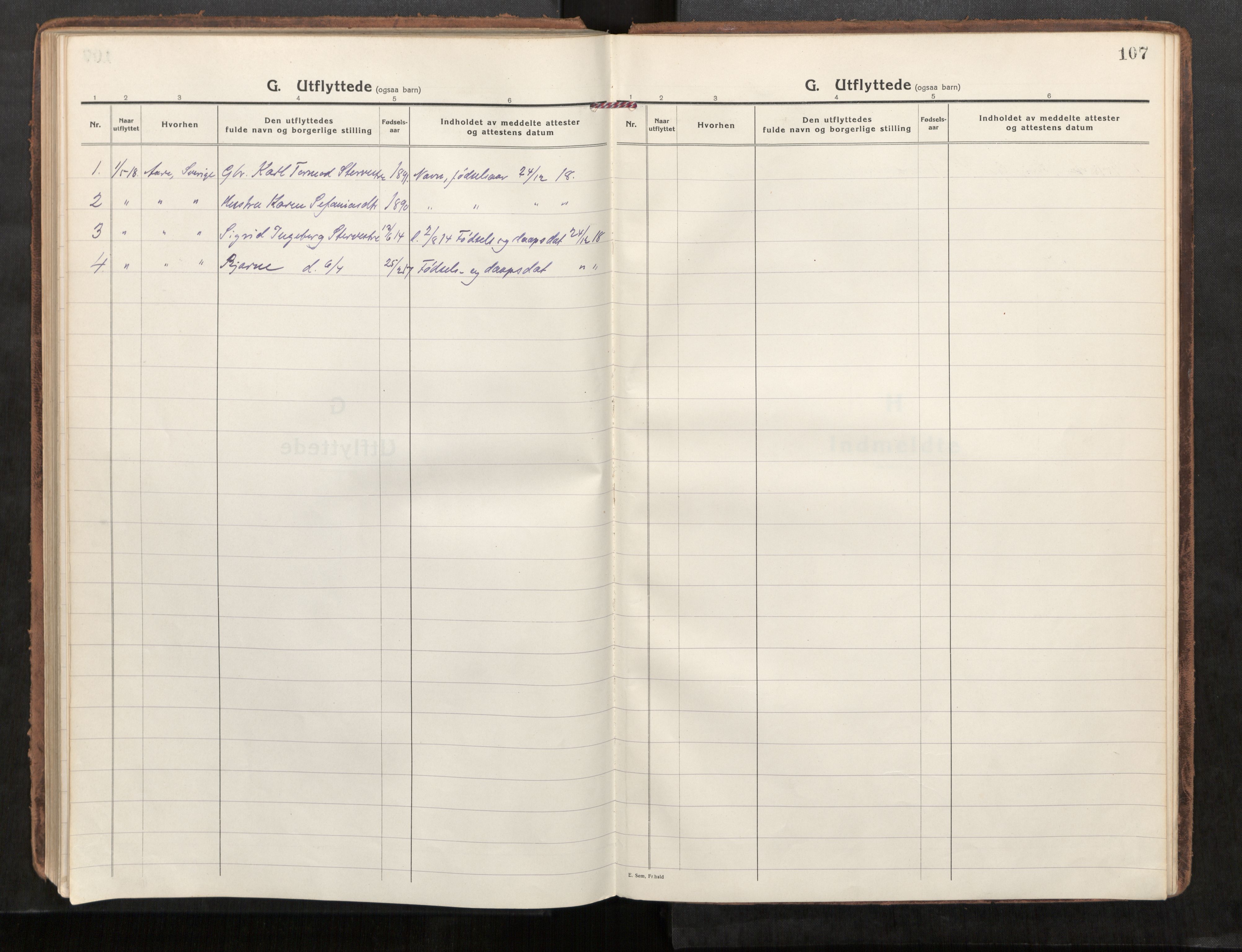 Steinkjer sokneprestkontor, SAT/A-1541/01/H/Ha/Haa/L0004: Parish register (official) no. 4, 1918-1924, p. 107