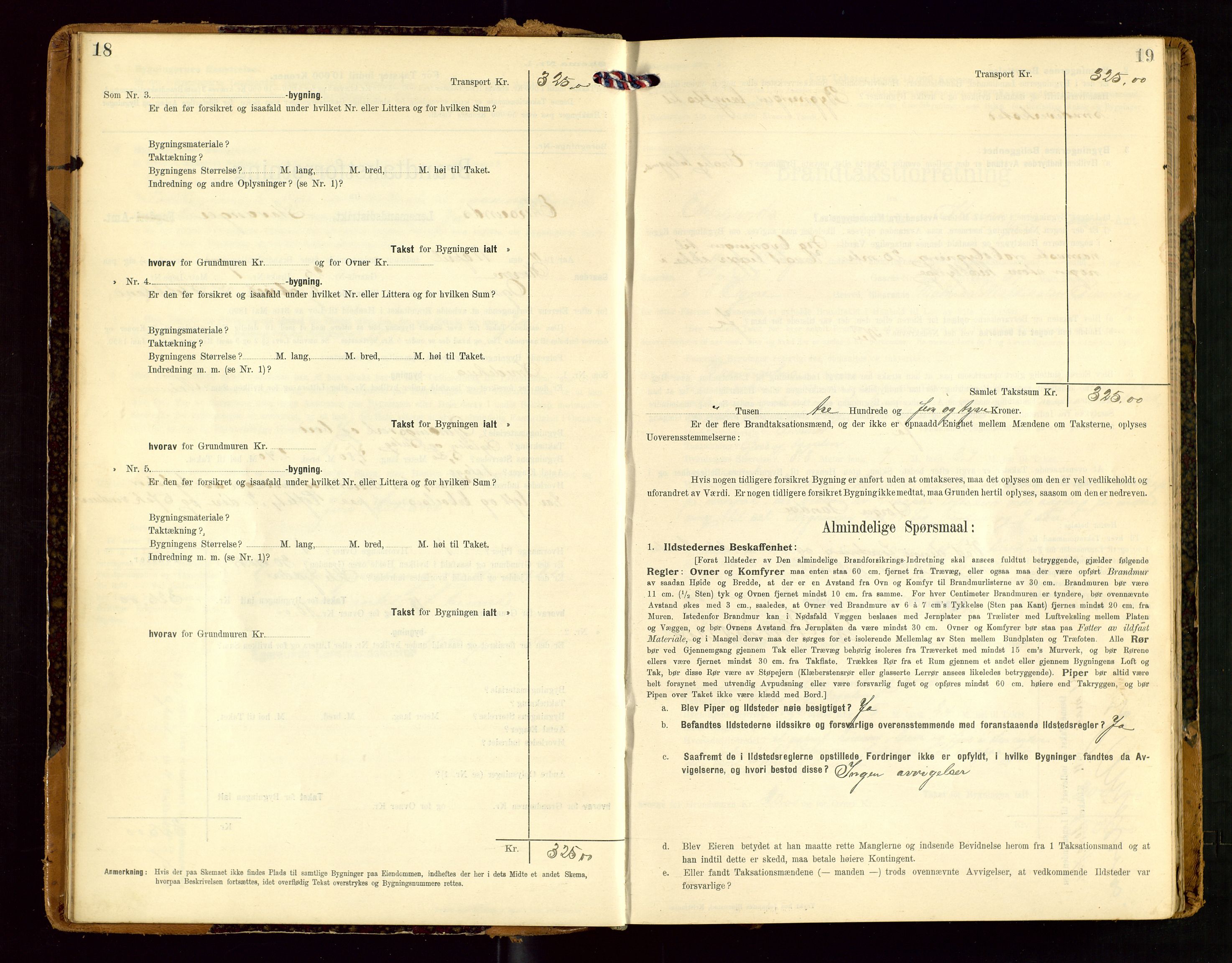 Eigersund lensmannskontor, AV/SAST-A-100171/Gob/L0002: "Brandtakstprotokol", 1910-1916, p. 18-19