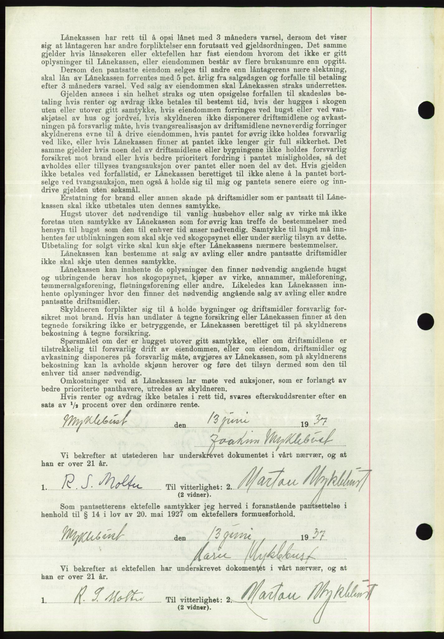 Søre Sunnmøre sorenskriveri, AV/SAT-A-4122/1/2/2C/L0063: Mortgage book no. 57, 1937-1937, Diary no: : 982/1937