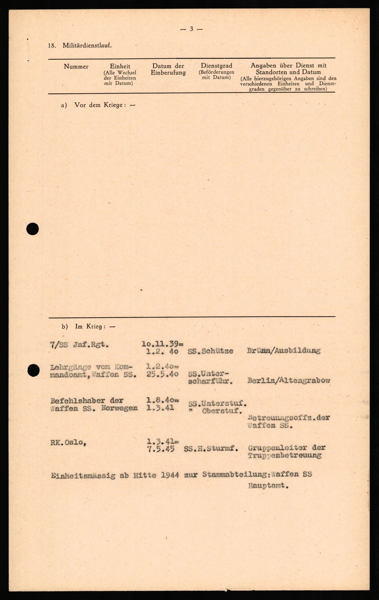 Forsvaret, Forsvarets overkommando II, RA/RAFA-3915/D/Db/L0027: CI Questionaires. Tyske okkupasjonsstyrker i Norge. Tyskere., 1945-1946, p. 47