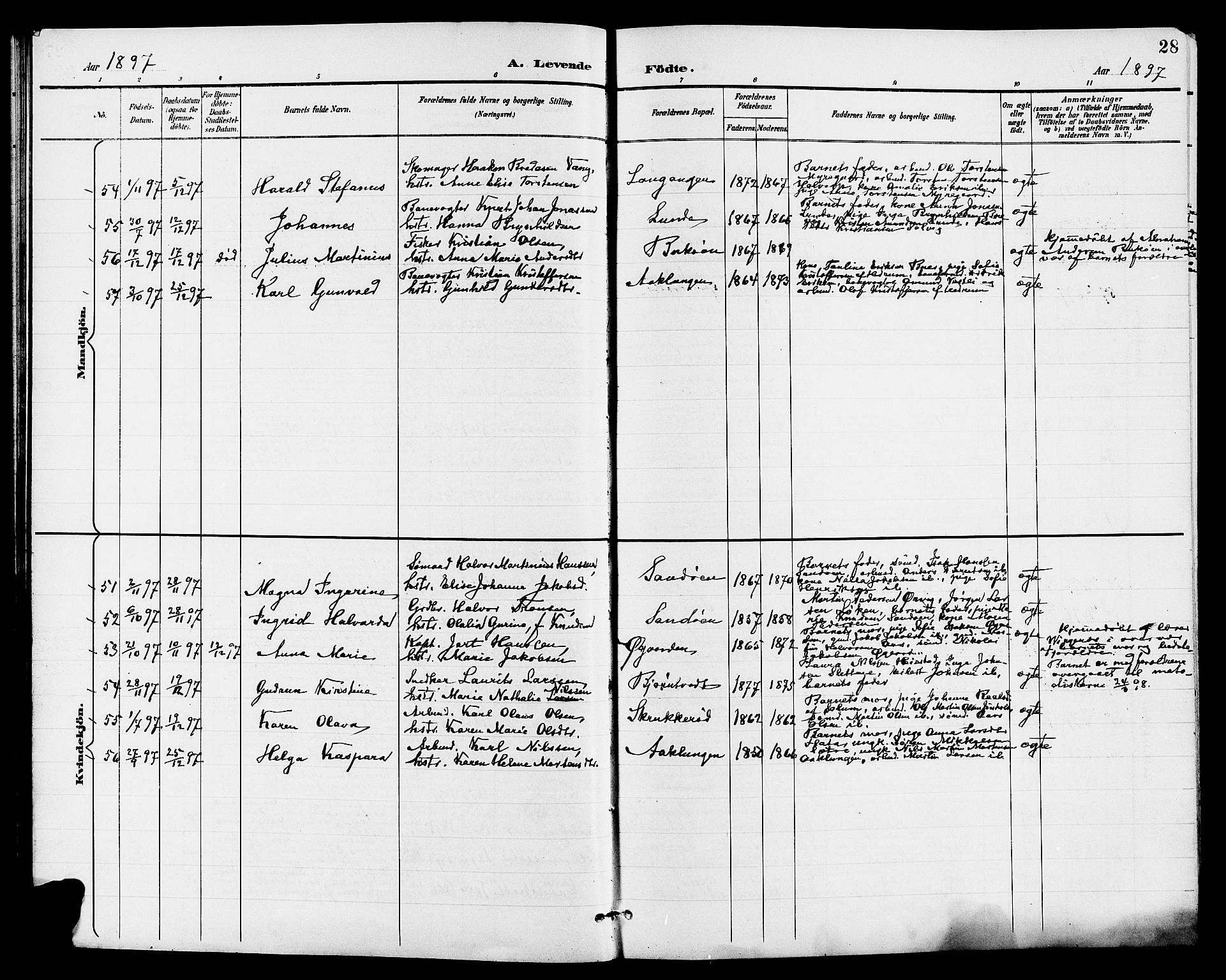 Eidanger kirkebøker, AV/SAKO-A-261/G/Ga/L0003: Parish register (copy) no. 3, 1893-1911, p. 28