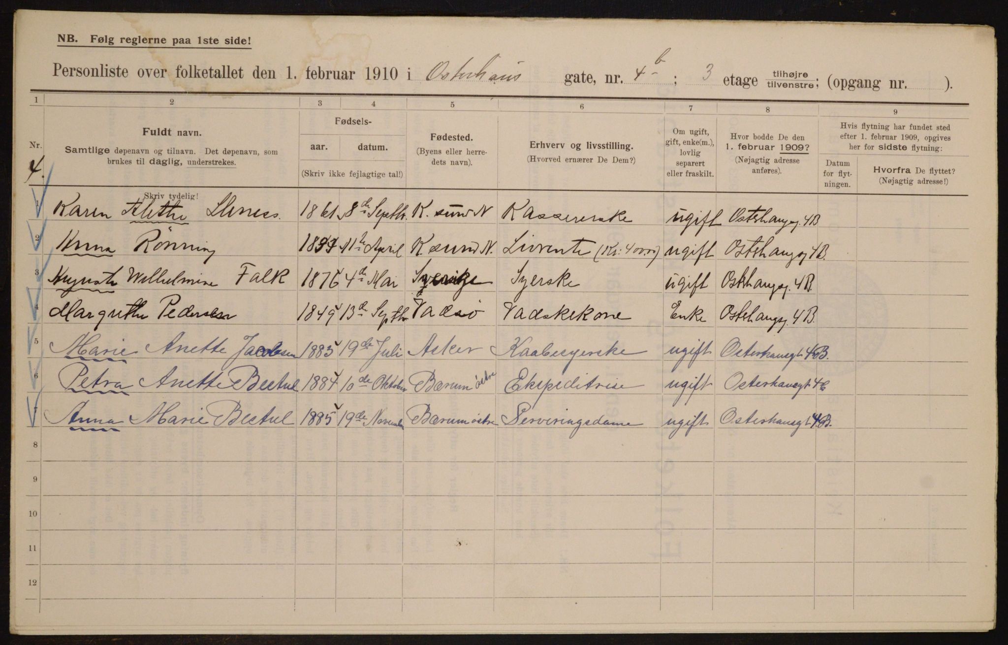 OBA, Municipal Census 1910 for Kristiania, 1910, p. 74485