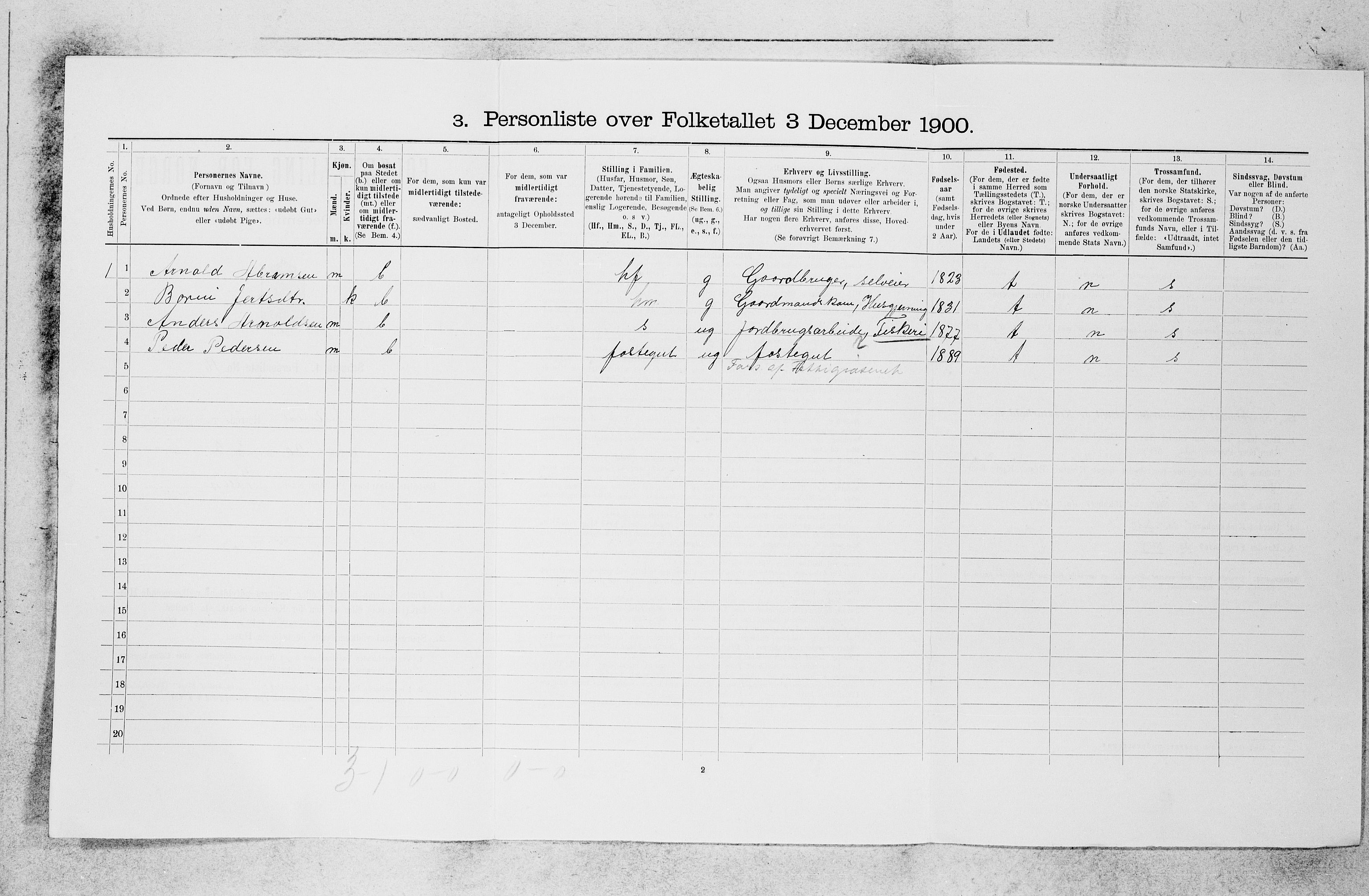 SAB, 1900 census for Askvoll, 1900, p. 232