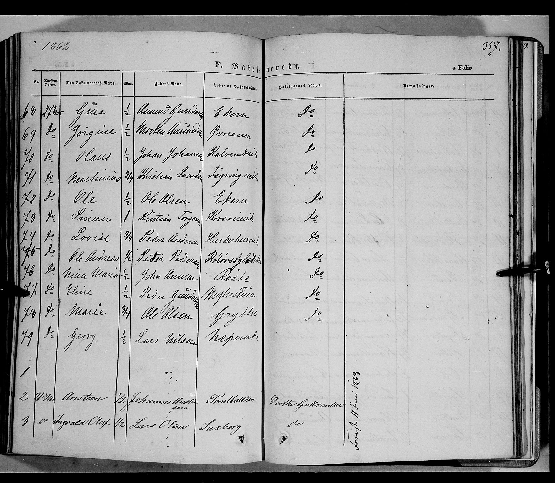 Biri prestekontor, AV/SAH-PREST-096/H/Ha/Haa/L0005: Parish register (official) no. 5, 1843-1854, p. 357