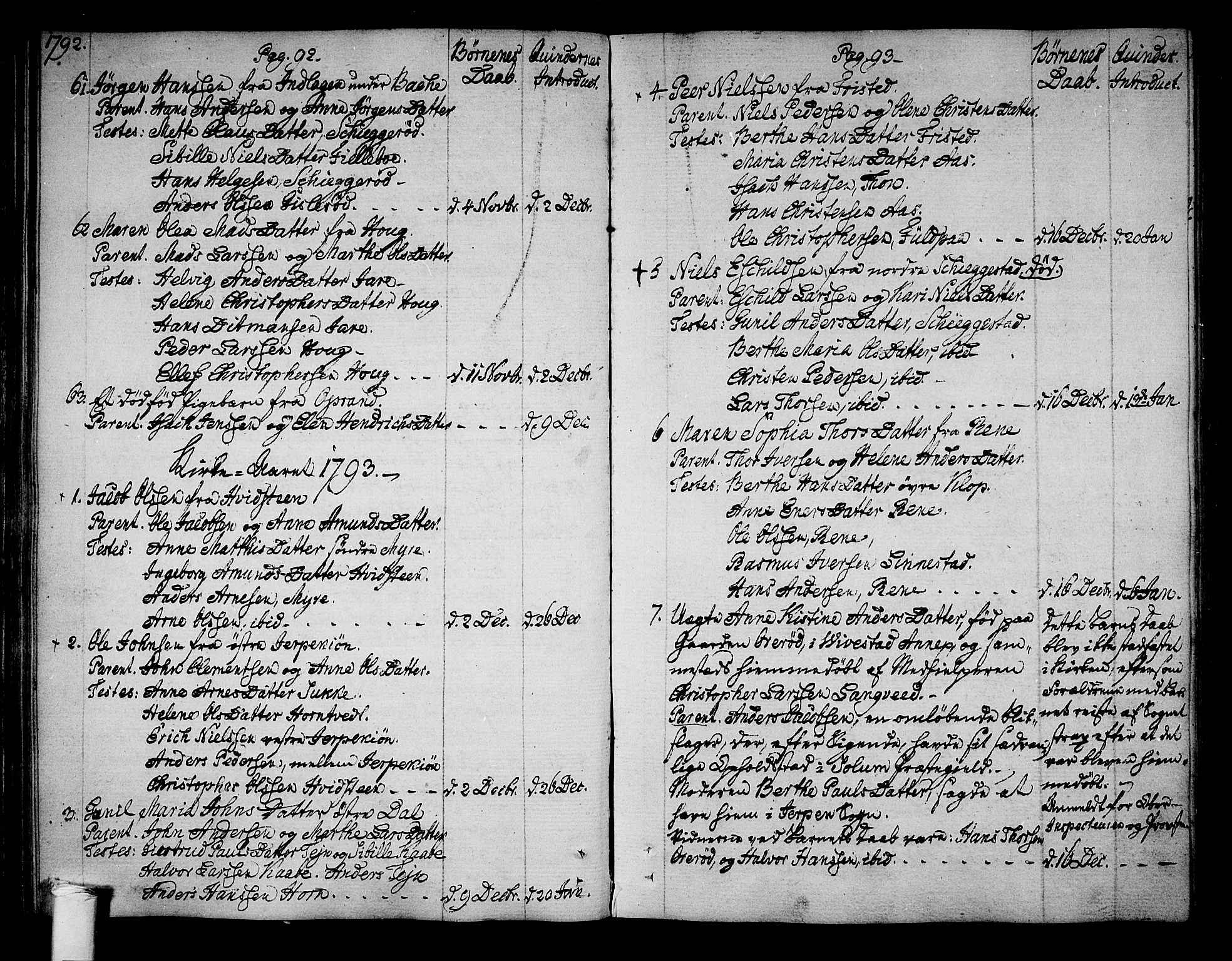 Ramnes kirkebøker, SAKO/A-314/F/Fa/L0003: Parish register (official) no. I 3, 1790-1813, p. 92-93