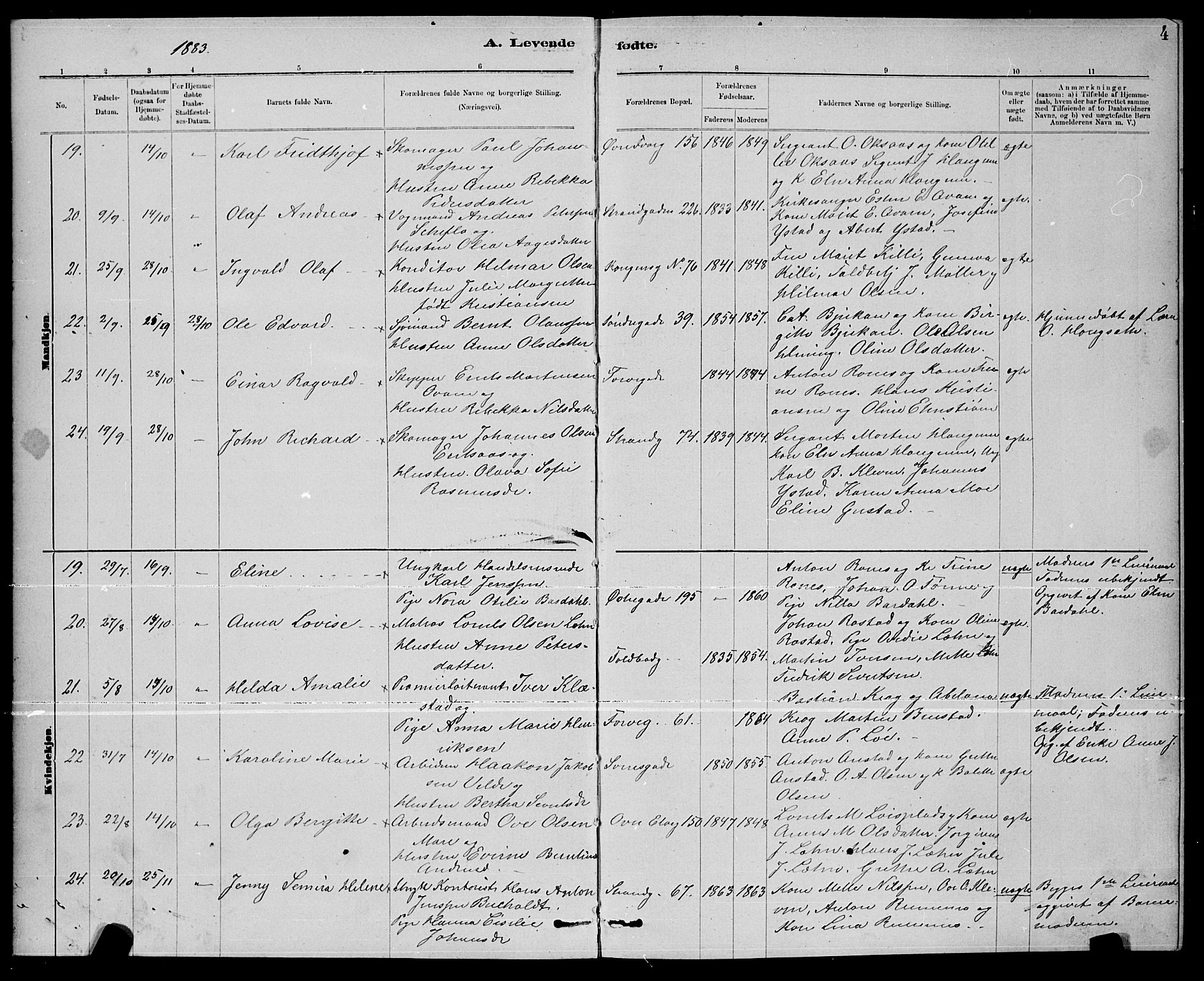 Ministerialprotokoller, klokkerbøker og fødselsregistre - Nord-Trøndelag, AV/SAT-A-1458/739/L0374: Parish register (copy) no. 739C02, 1883-1898, p. 4