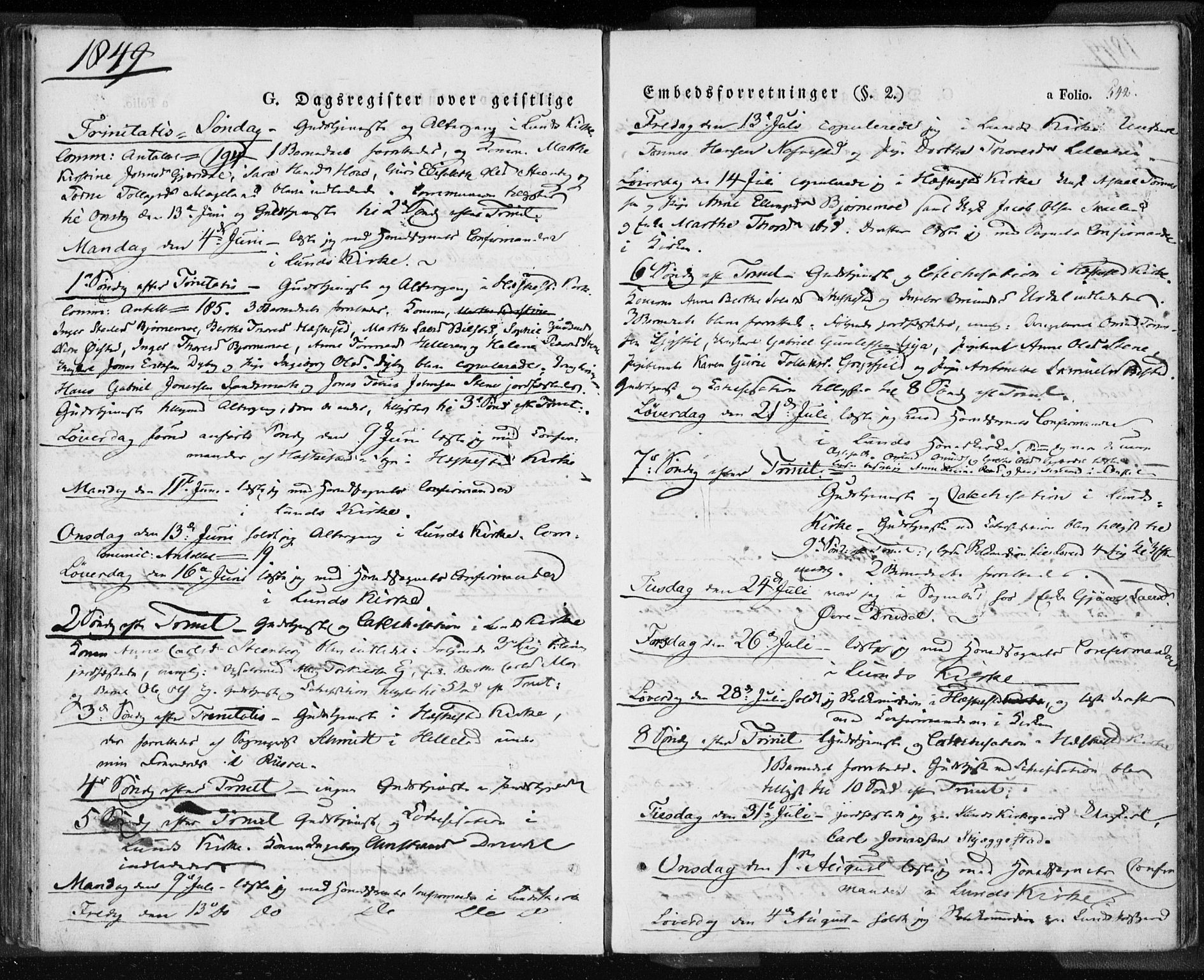 Lund sokneprestkontor, AV/SAST-A-101809/S06/L0008: Parish register (official) no. A 7.2, 1833-1854, p. 542