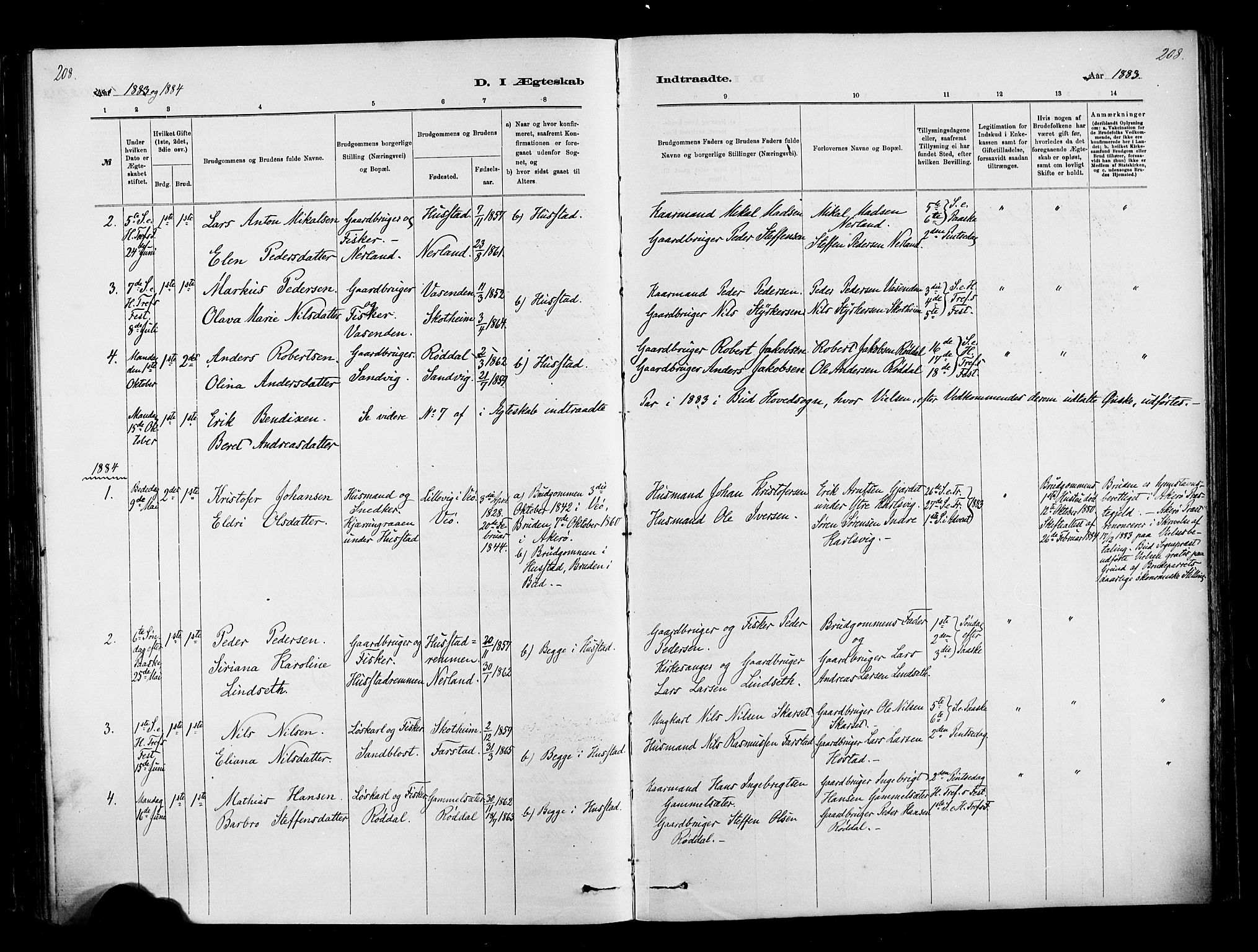 Ministerialprotokoller, klokkerbøker og fødselsregistre - Møre og Romsdal, AV/SAT-A-1454/567/L0778: Parish register (official) no. 567A01, 1881-1903, p. 208