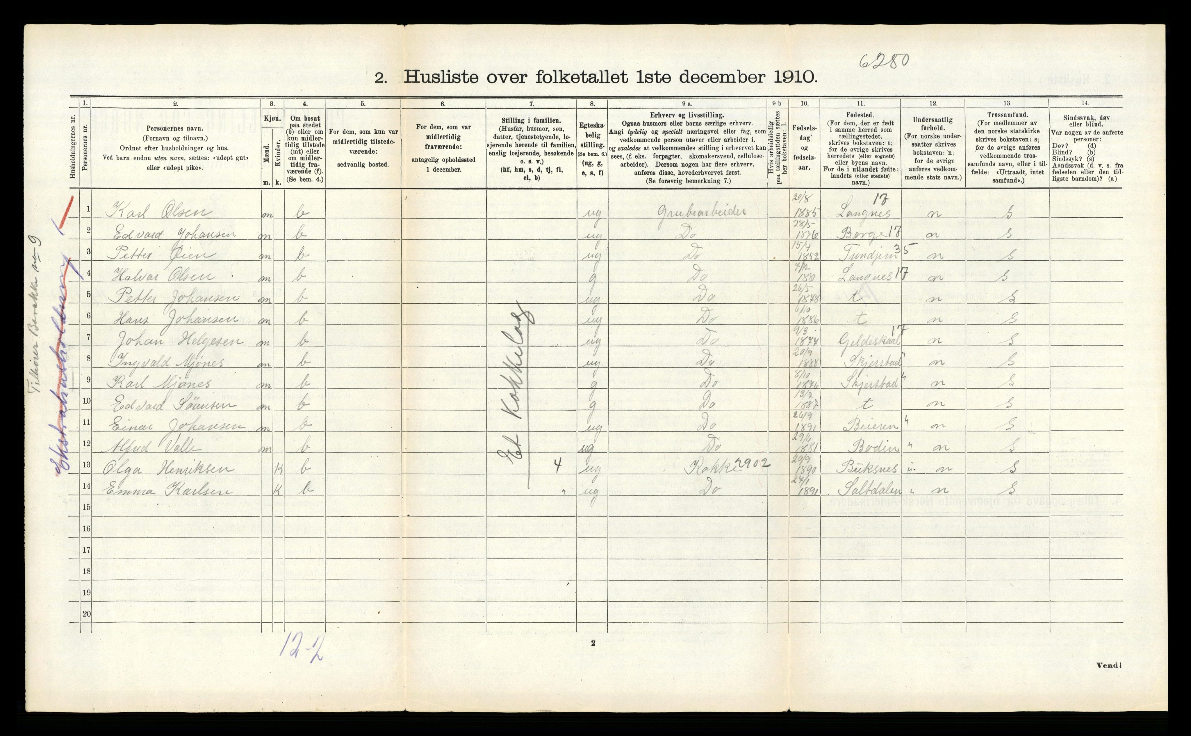 RA, 1910 census for Fauske, 1910, p. 309