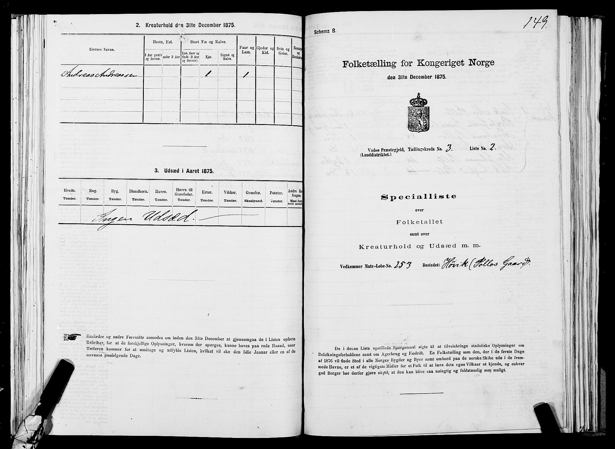 SATØ, 1875 census for 2029L Vadsø/Vadsø, 1875, p. 1149