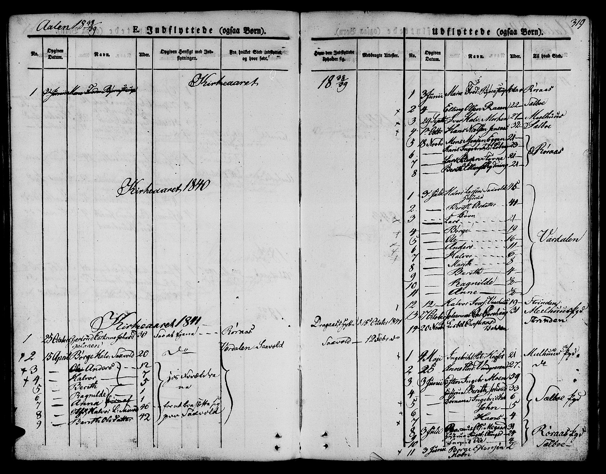 Ministerialprotokoller, klokkerbøker og fødselsregistre - Sør-Trøndelag, SAT/A-1456/685/L0962: Parish register (official) no. 685A05 /3, 1829-1845, p. 319