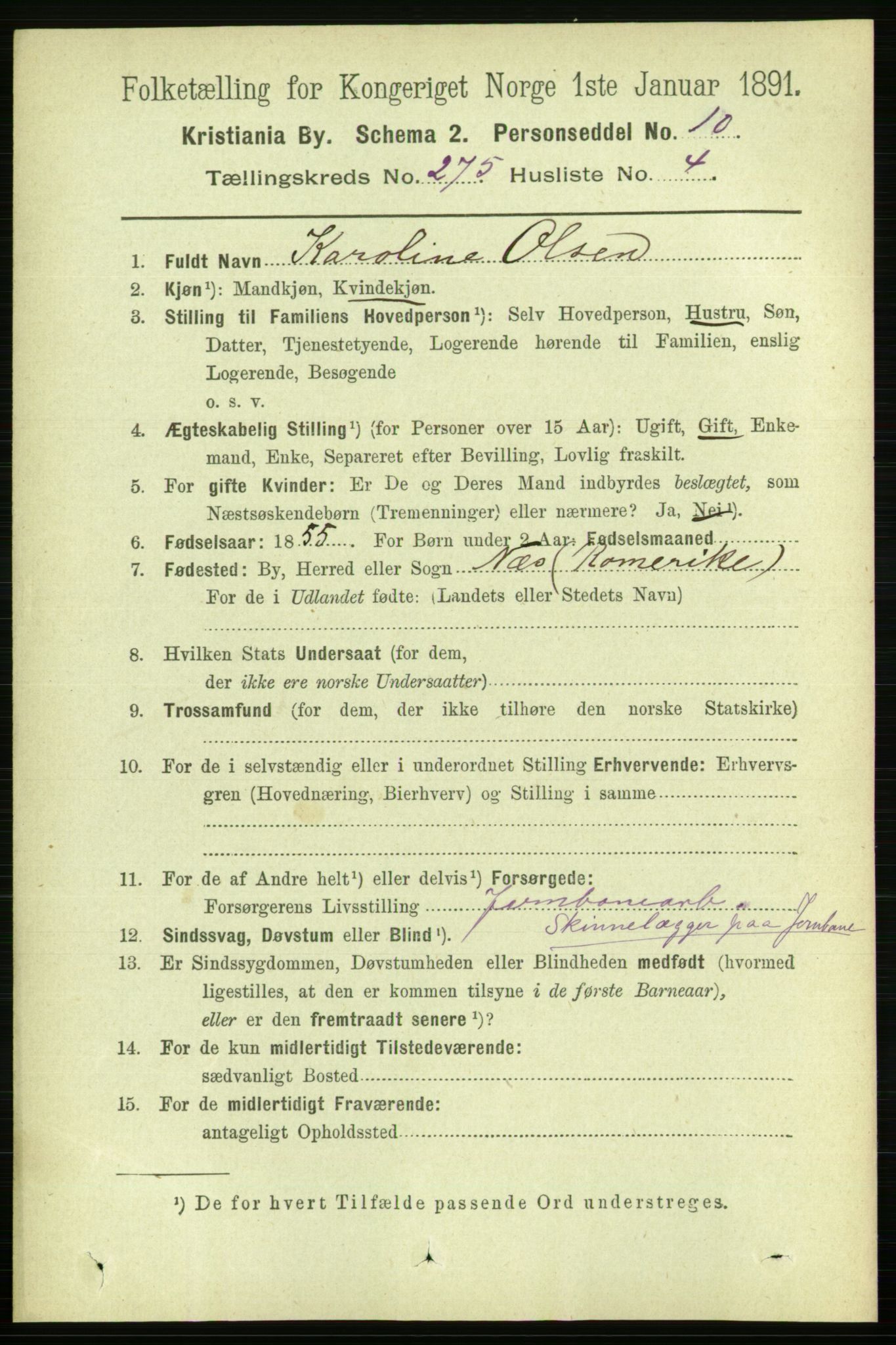 RA, 1891 census for 0301 Kristiania, 1891, p. 166994