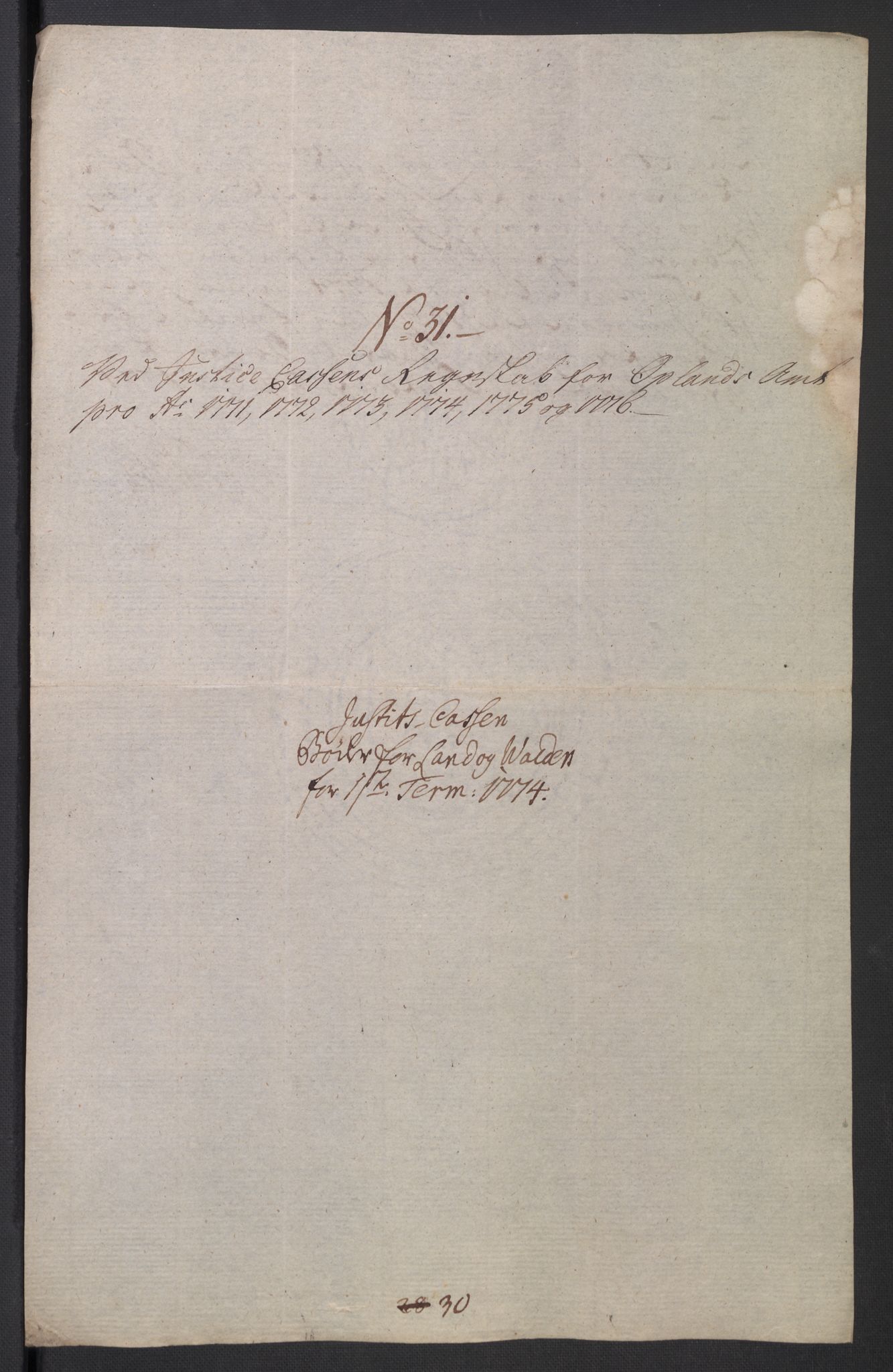 Rentekammeret inntil 1814, Reviderte regnskaper, Mindre regnskaper, AV/RA-EA-4068/Rb/L0014: Opplands amt, 1771-1779, p. 134