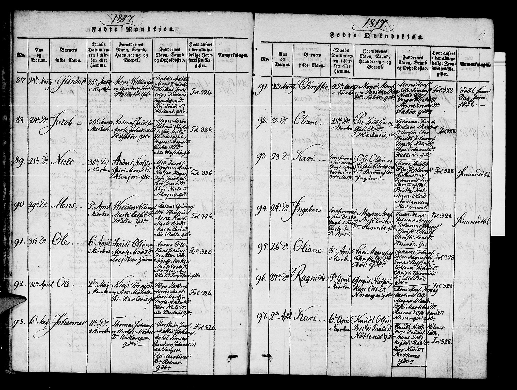 Manger sokneprestembete, AV/SAB-A-76801/H/Haa: Parish register (official) no. A 3, 1816-1824, p. 15